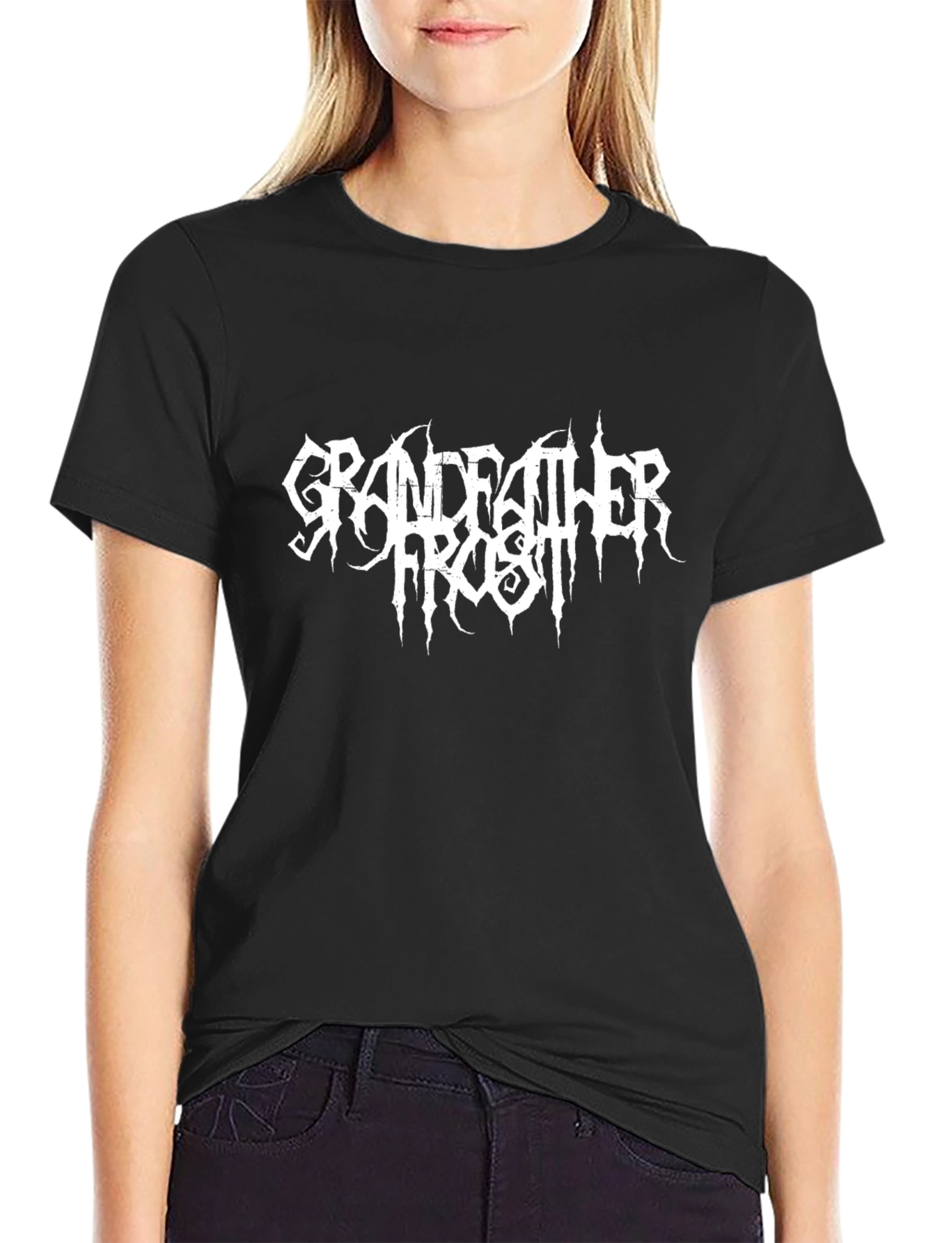 Black Grandfather Frost Black T-Shirt - Metal Style view 2
