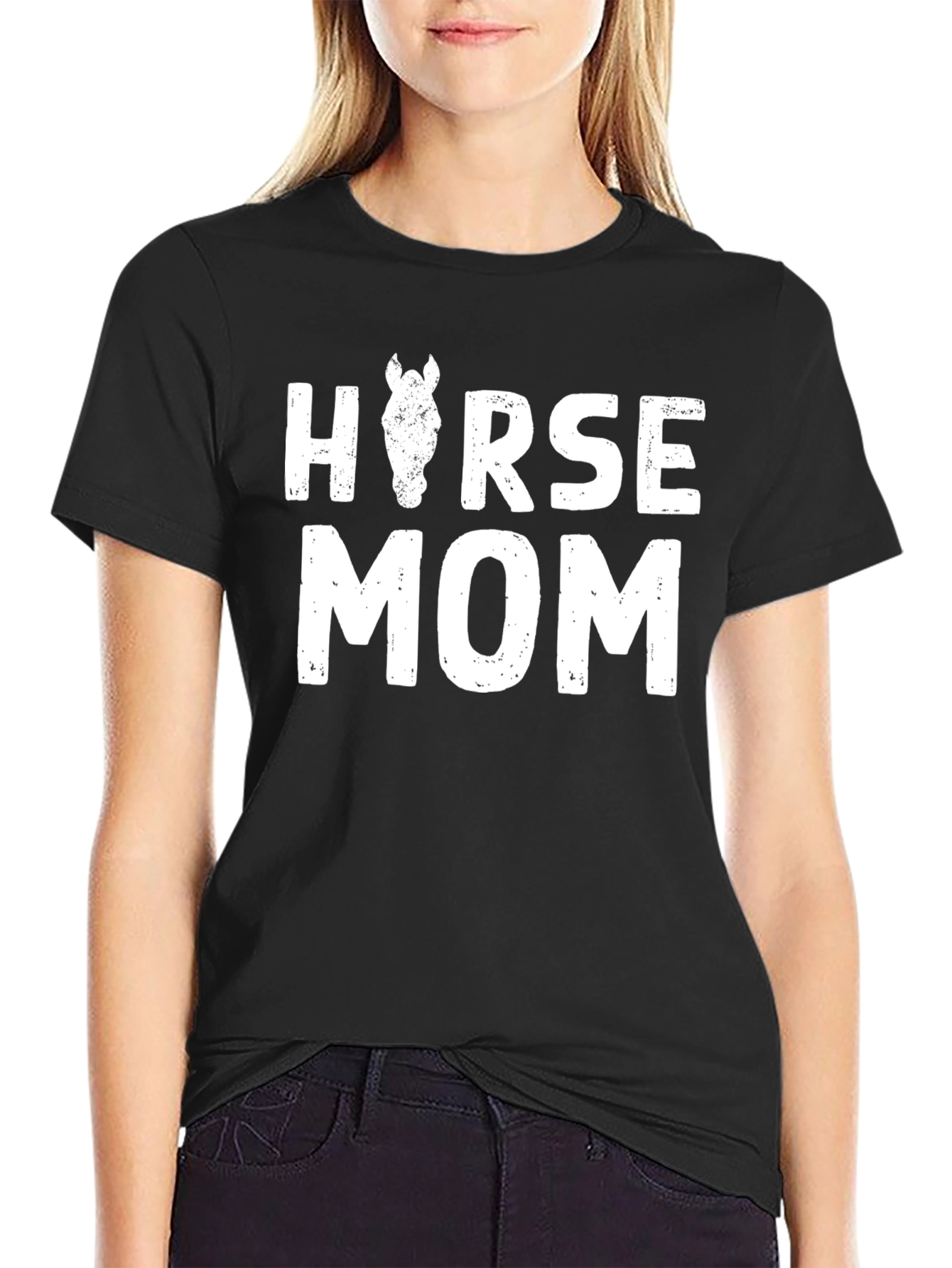 Black Horse Mom Tee - Black Unisex T-Shirt view 2