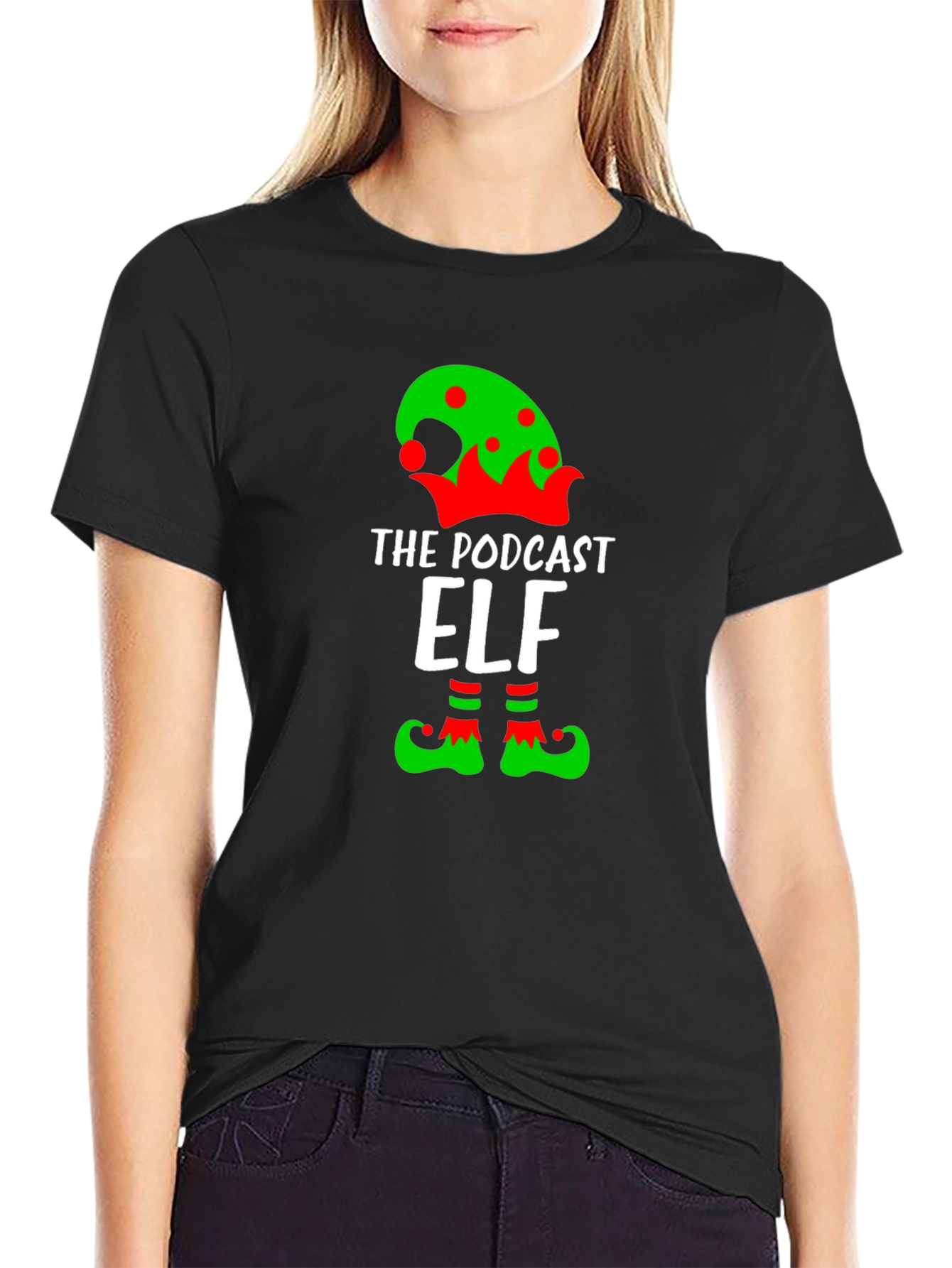 Black Podcast Elf Graphic T-Shirt view 2