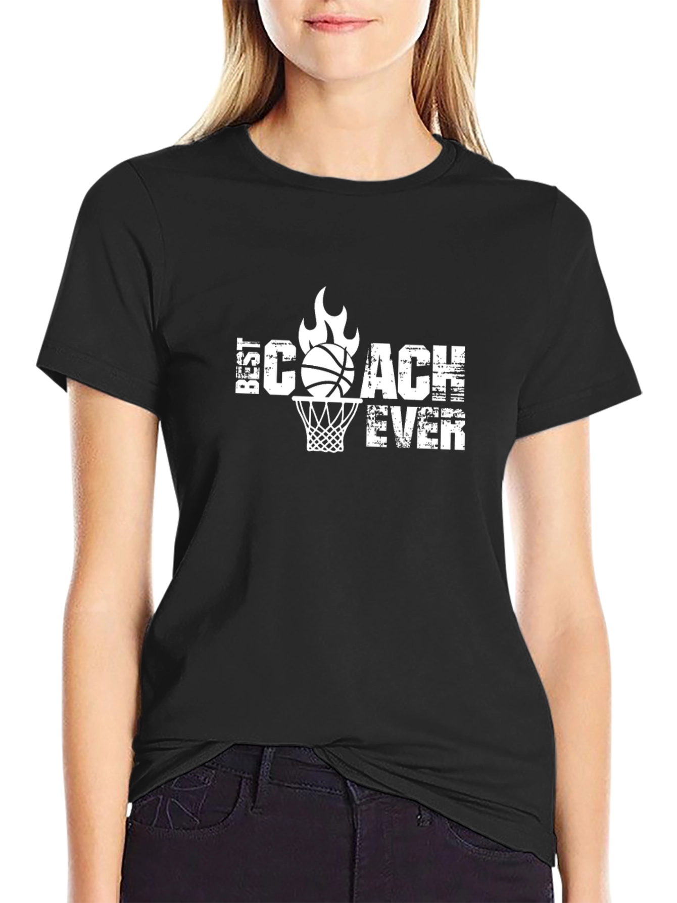 Black Best Coach Ever Basketball T-Shirt view 2