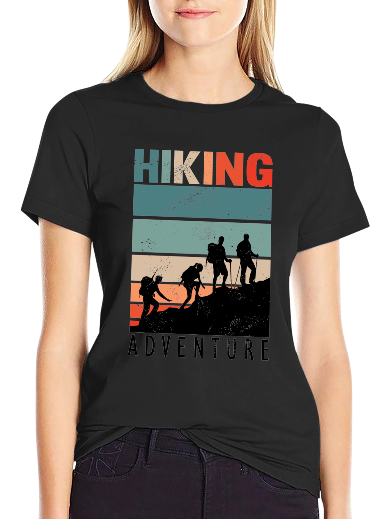 Black Hiking Adventure Graphic Tee - Retro Style view 2