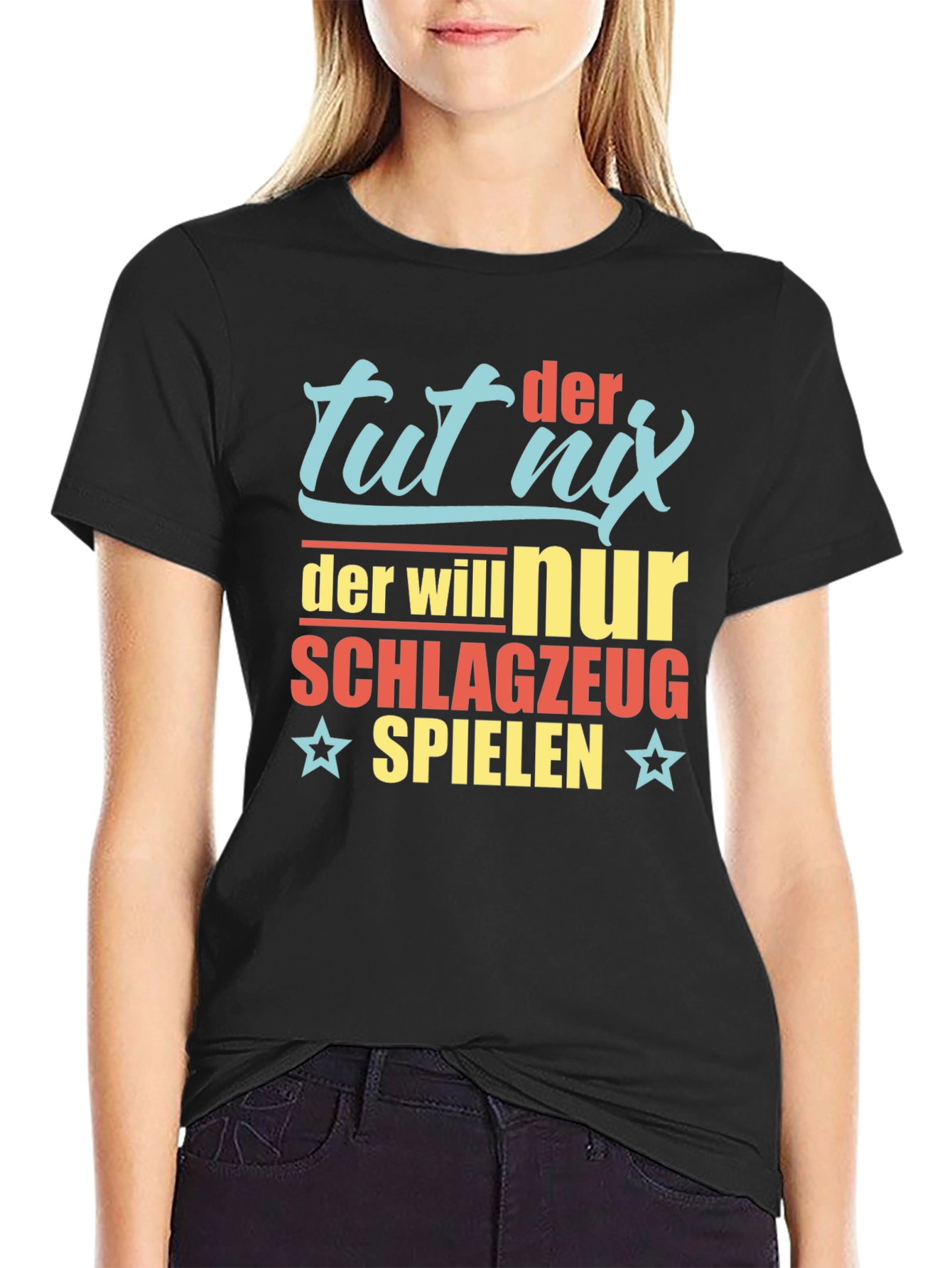 Black Tut Nix Drum T-Shirt - Funny German Drummer Tee view 2