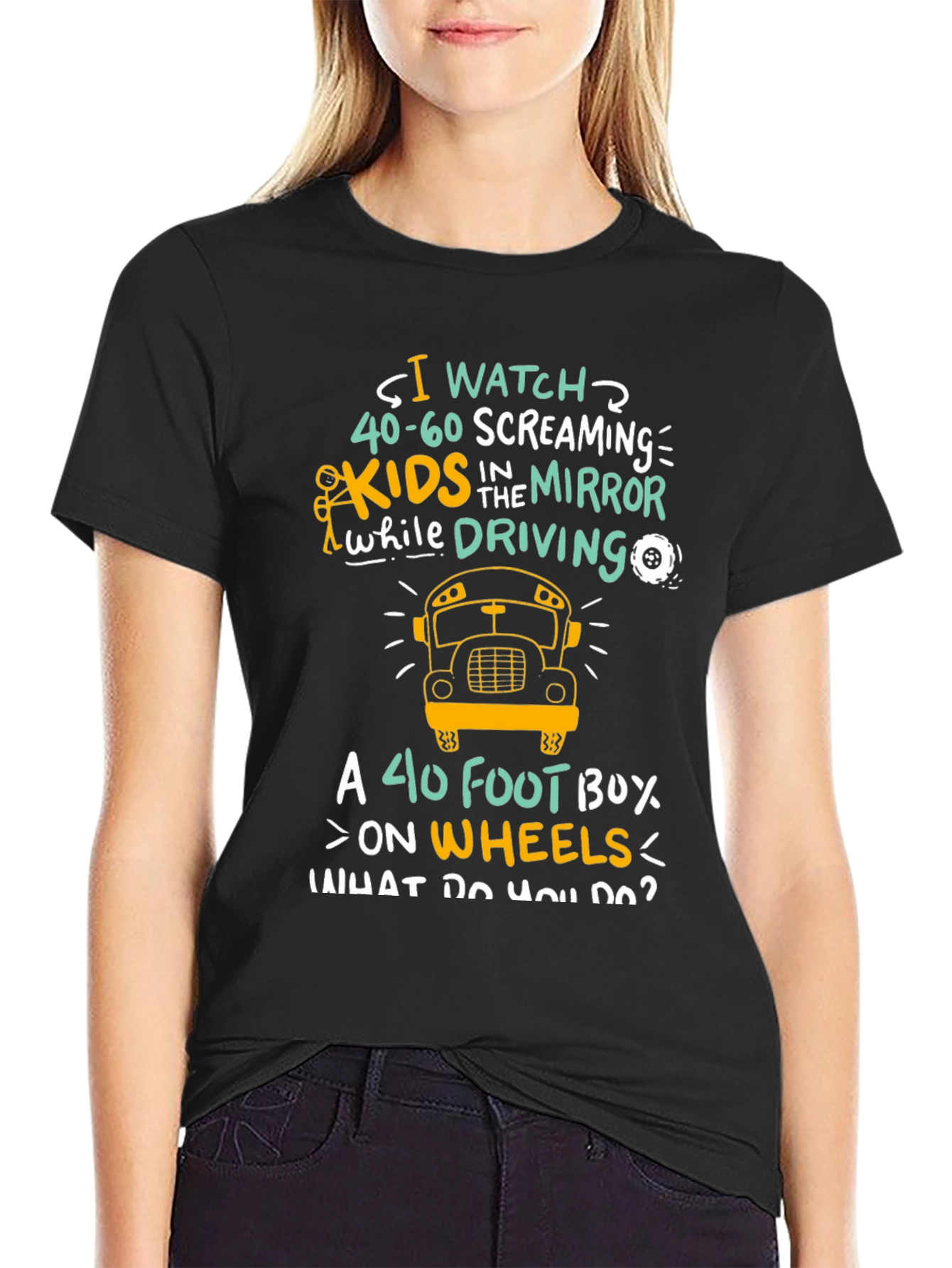 Black Funny School Bus Driver T-Shirt view 2