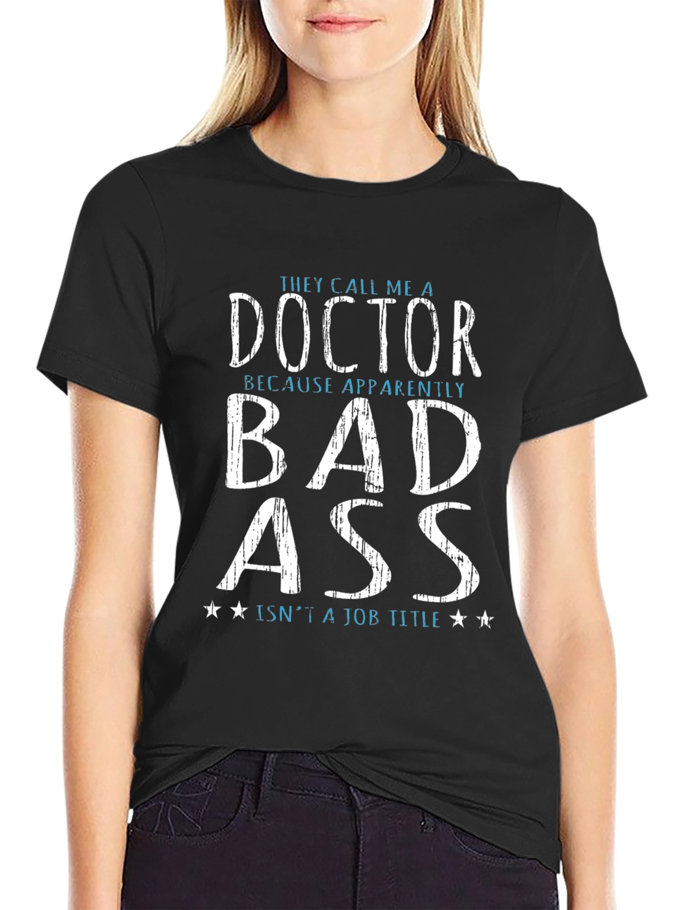 Black Funny Doctor Bad Ass T-Shirt view 2