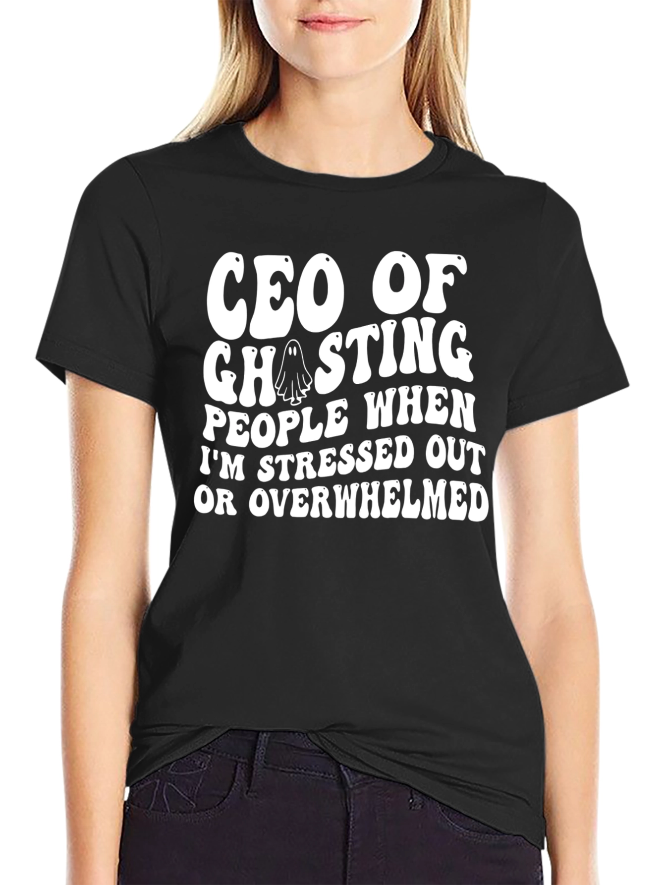 Black CEO of Ghosting Funny Slogan Graphic Tee view 2