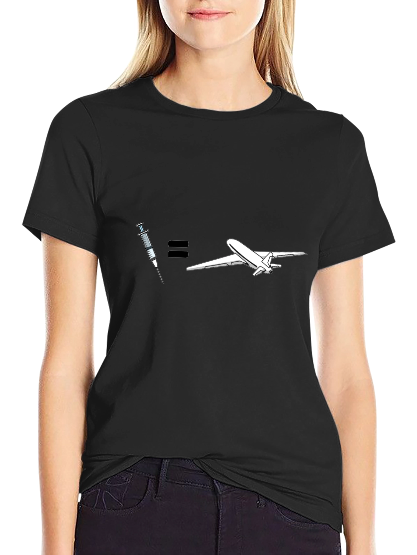 Black Vaccine = Travel Graphic T-Shirt view 2