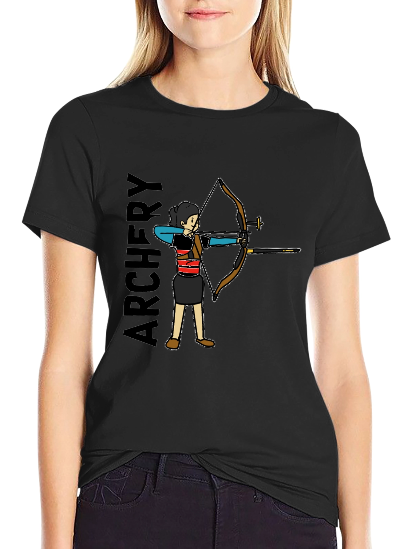 Black Archery T-Shirt - Black Cotton Tee for Archer view 2