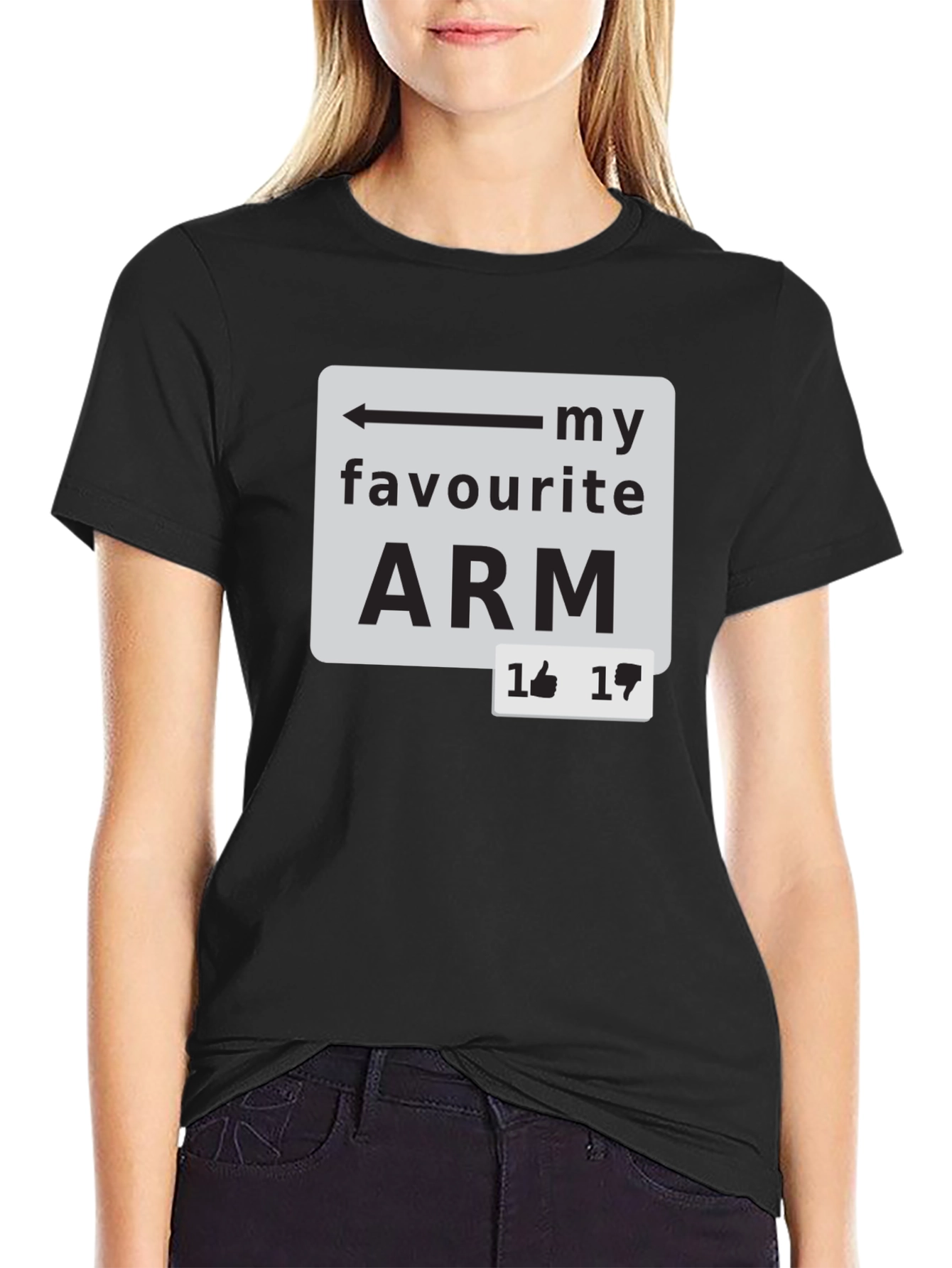 Black My Favourite Arm T-Shirt - Funny Sarcastic Tee view 2