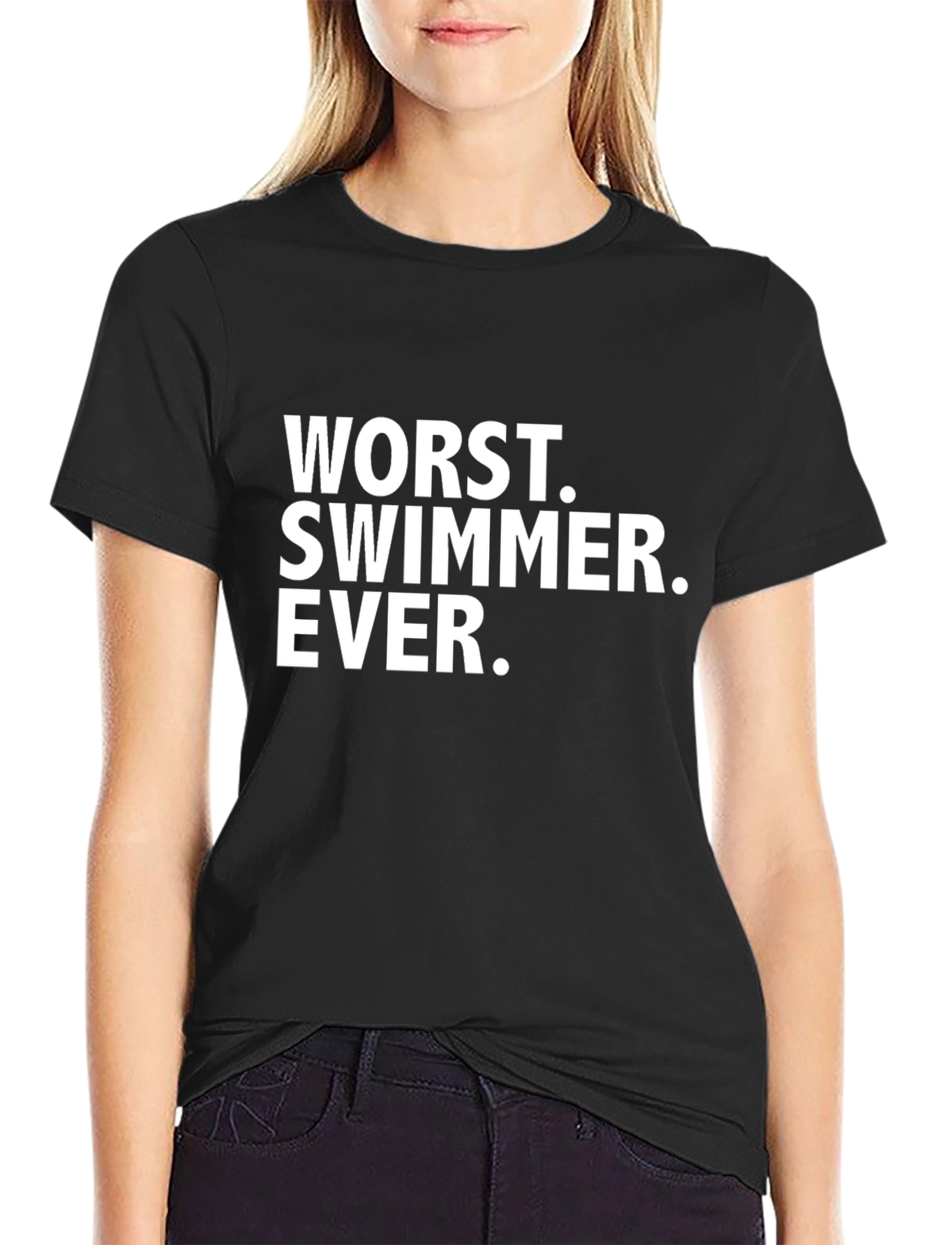 Black Worst Swimmer Ever Graphic T-Shirt view 2