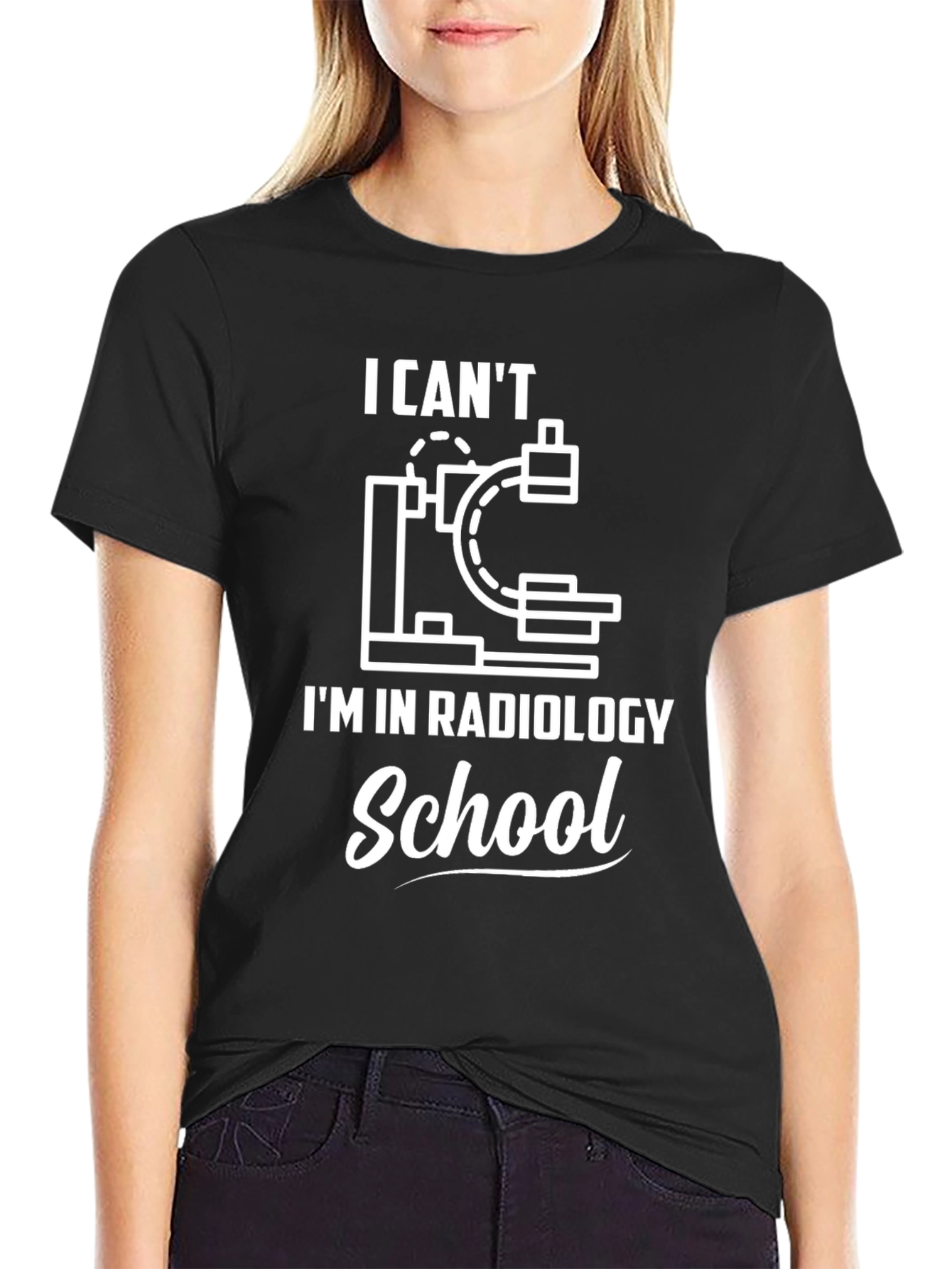 Black Radiology School T-Shirt - X-Ray Design view 2