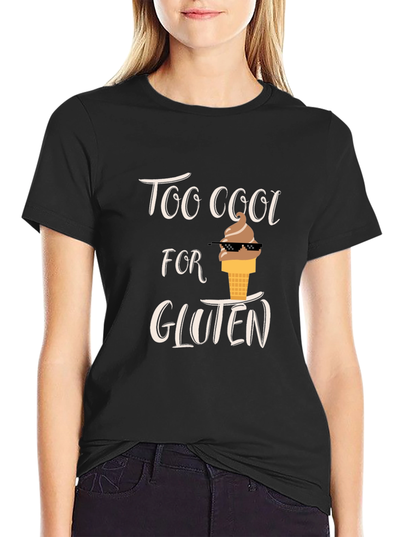 Black Too Cool For Gluten Black T-Shirt view 2