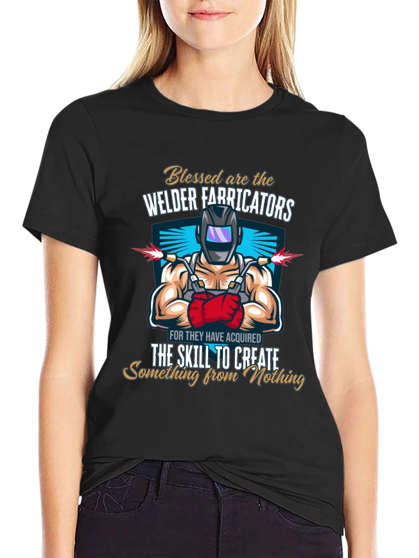 Black Welder Fabricators T-Shirt - Create From Nothing view 2