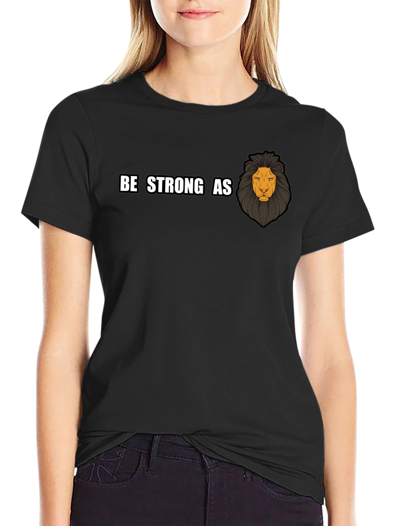 Black Be Strong As Lion Graphic T-Shirt view 2