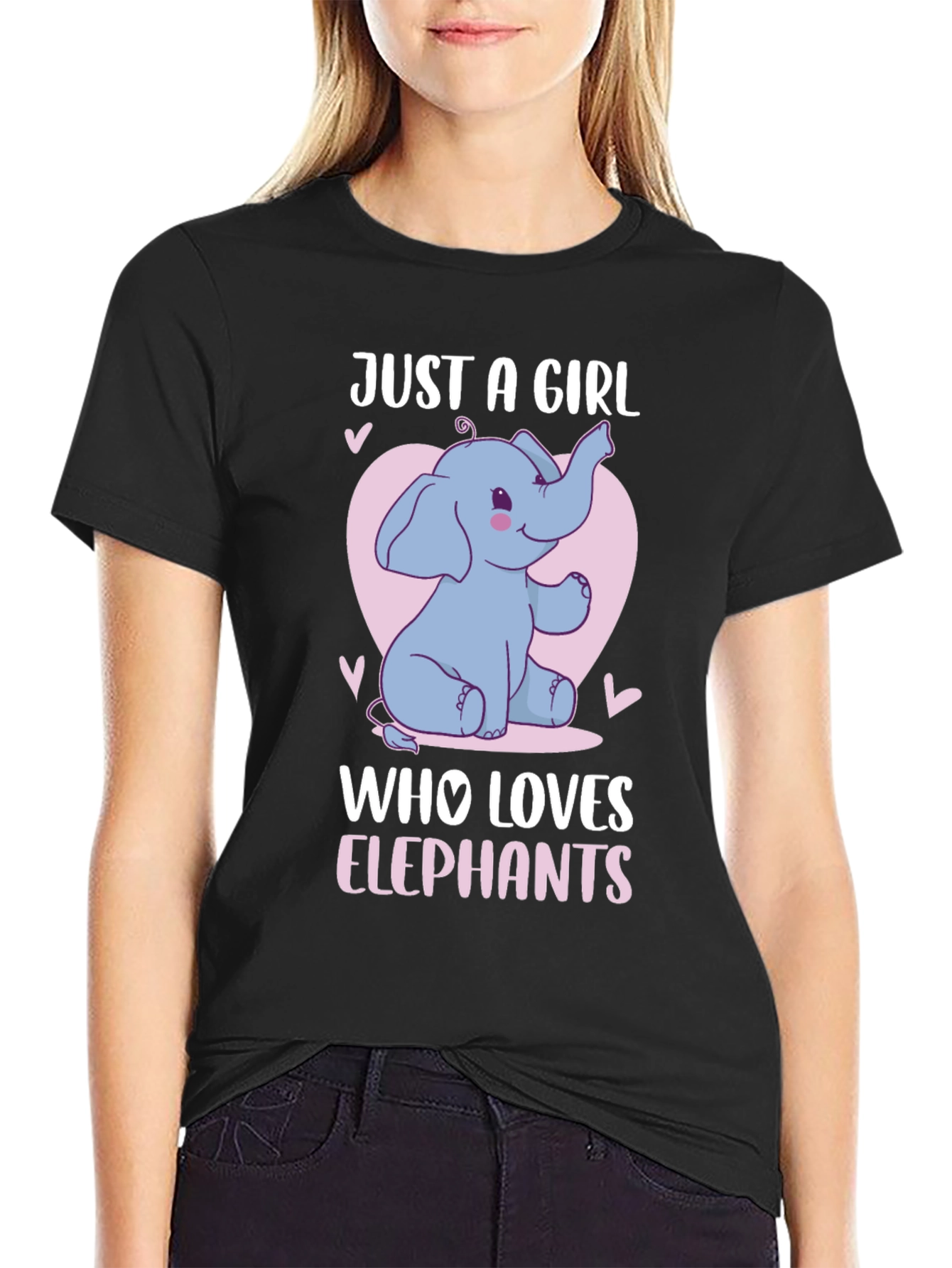 Black Just A Girl Who Loves Elephants T-Shirt view 2