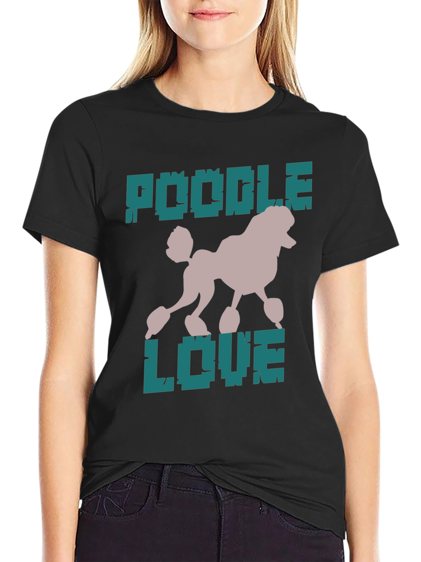 Black Poodle Love Graphic T-Shirt view 2