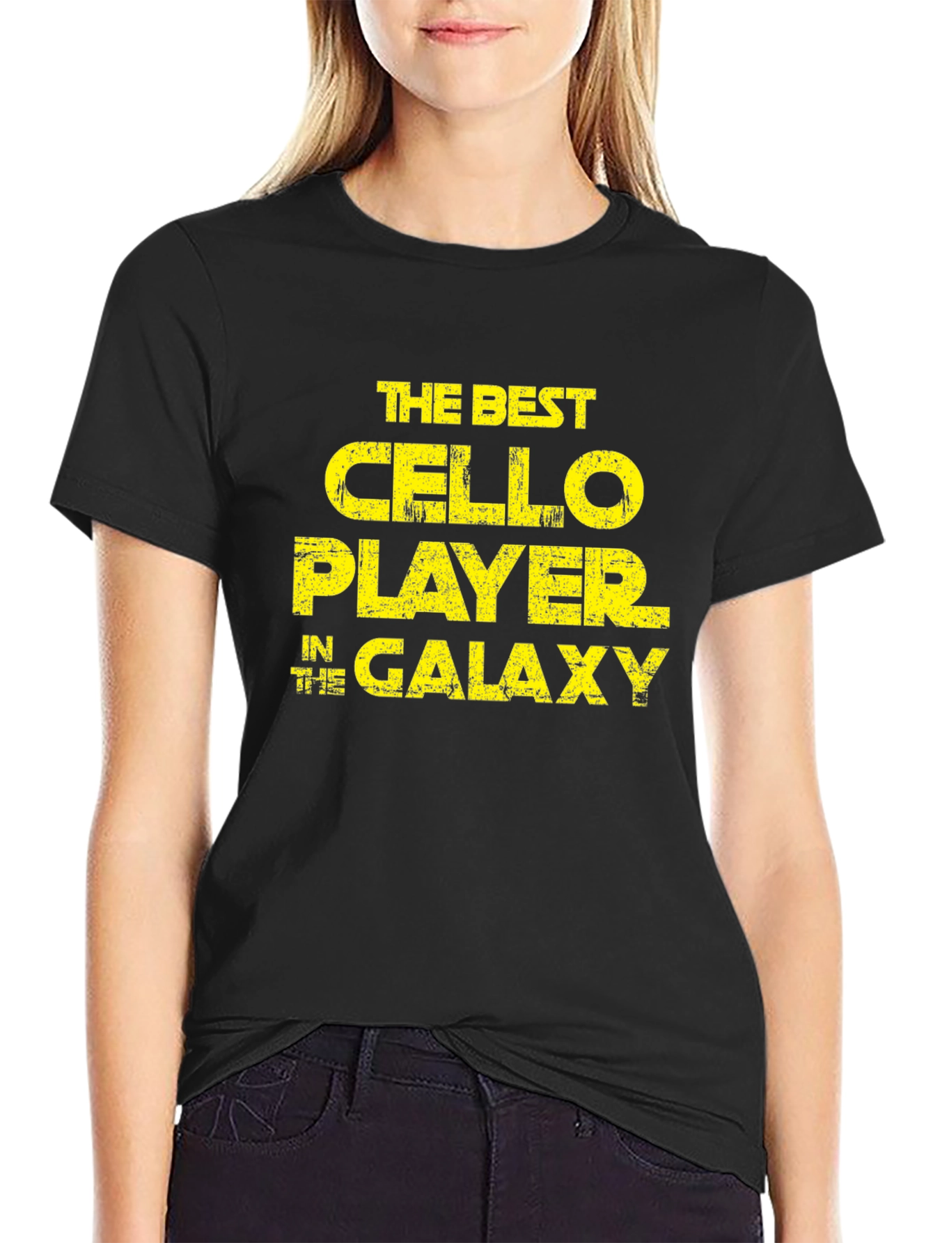 Black The Best Cello Player in The Galaxy T-Shirt view 2