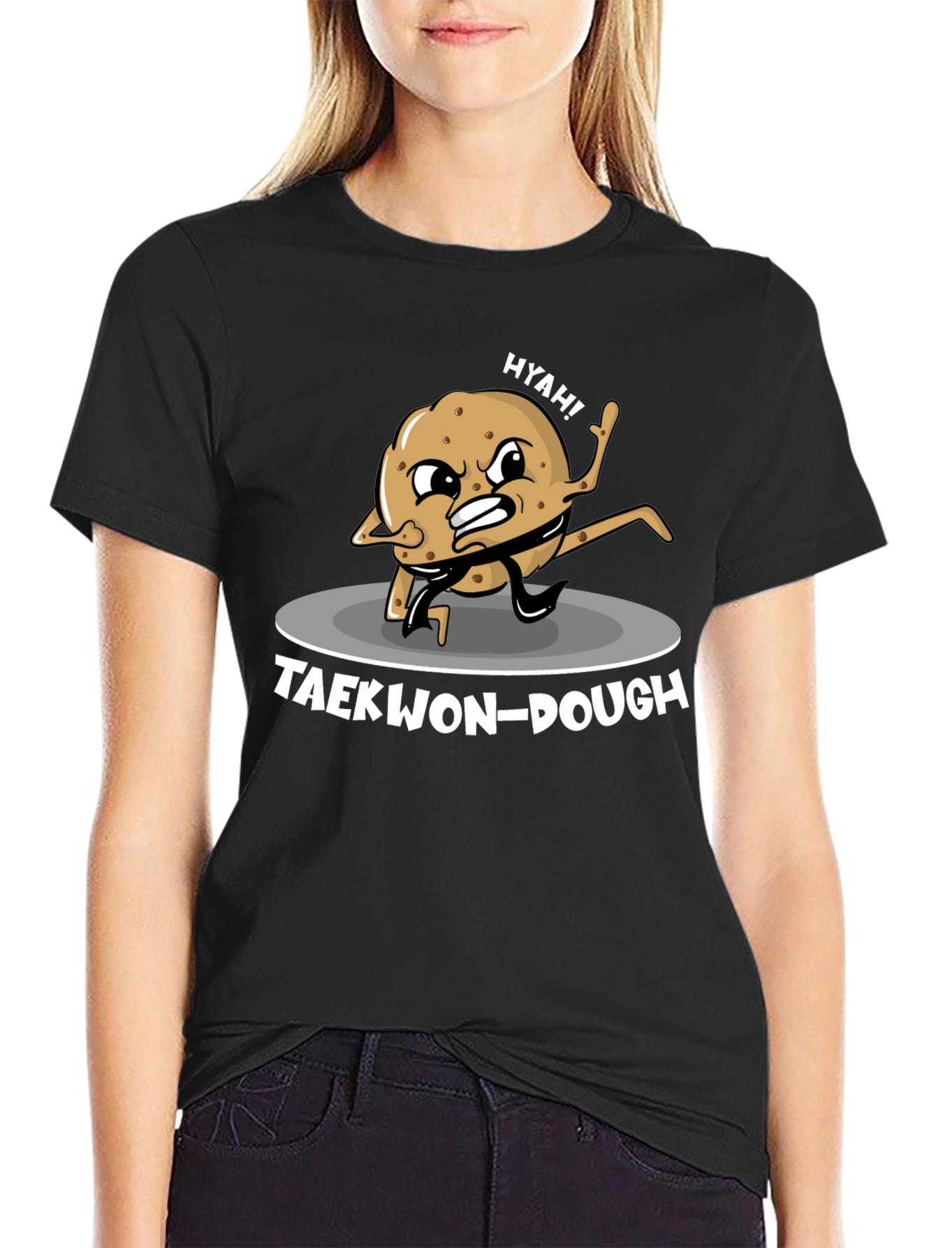 Black Taekwon-Dough Funny Graphic T-Shirt view 2