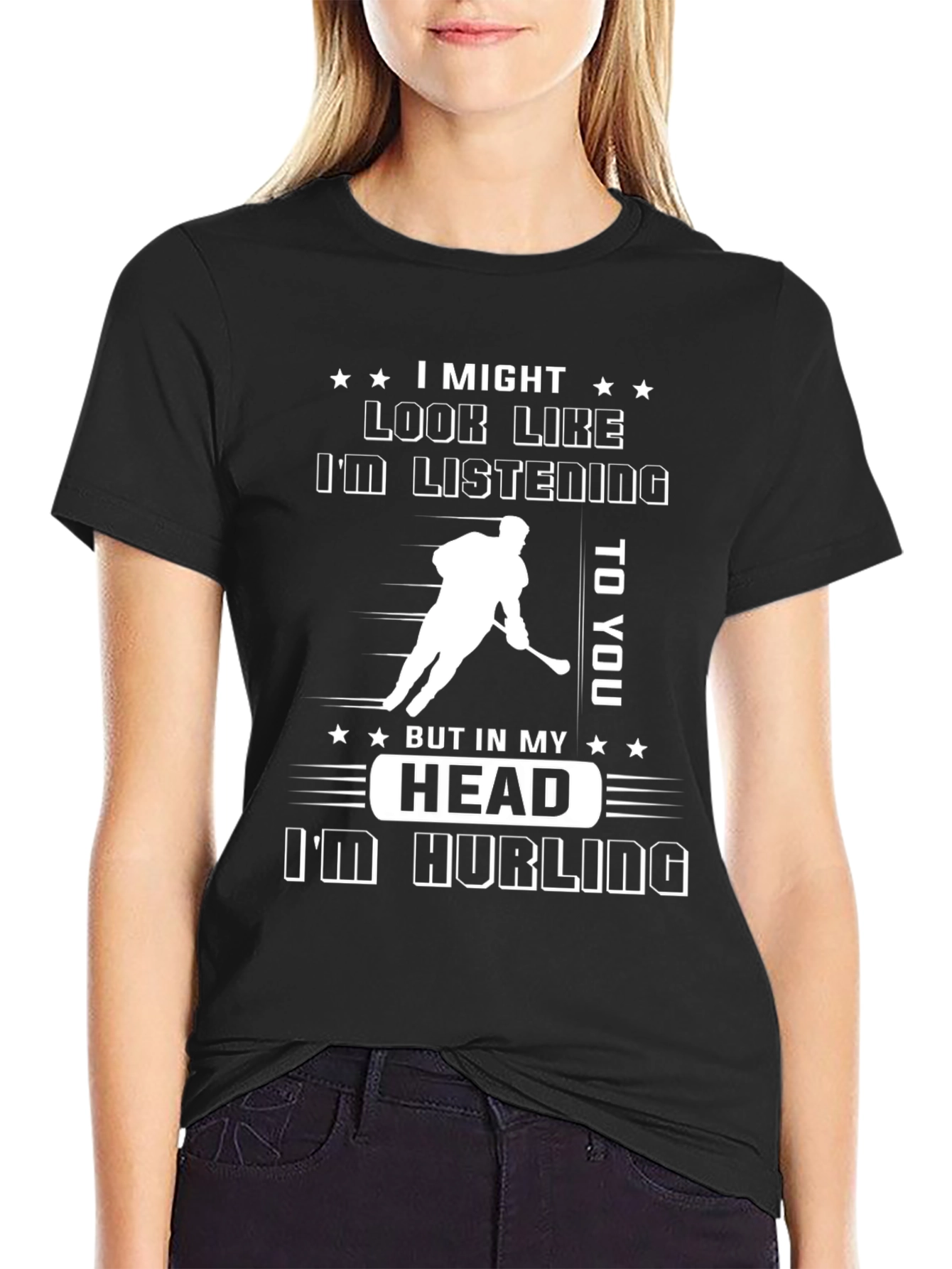 Black Hockey T-Shirt - I'm Hurling in My Head view 2