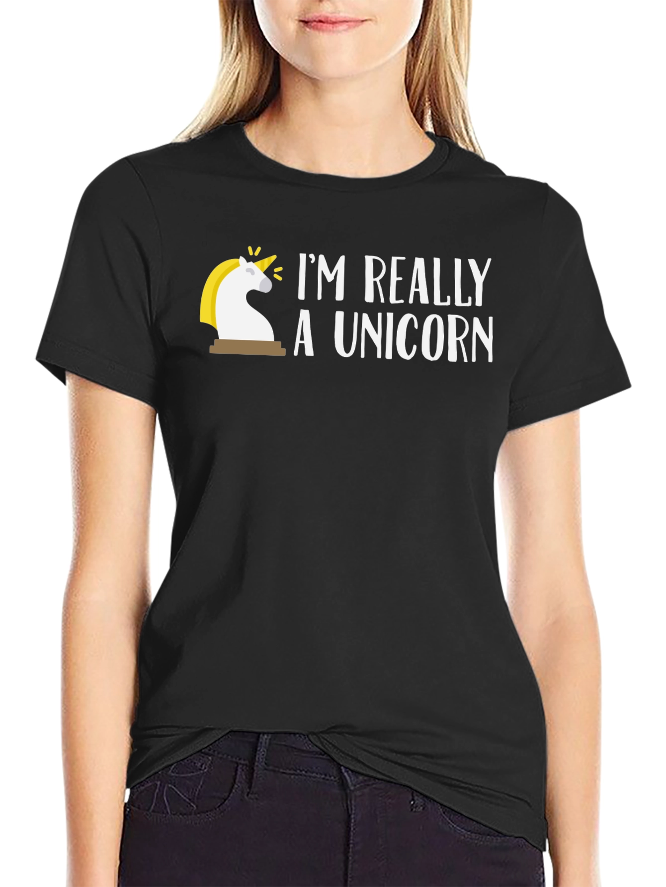 Black I'm Really a Unicorn T-Shirt - Fun Novelty Tee view 2