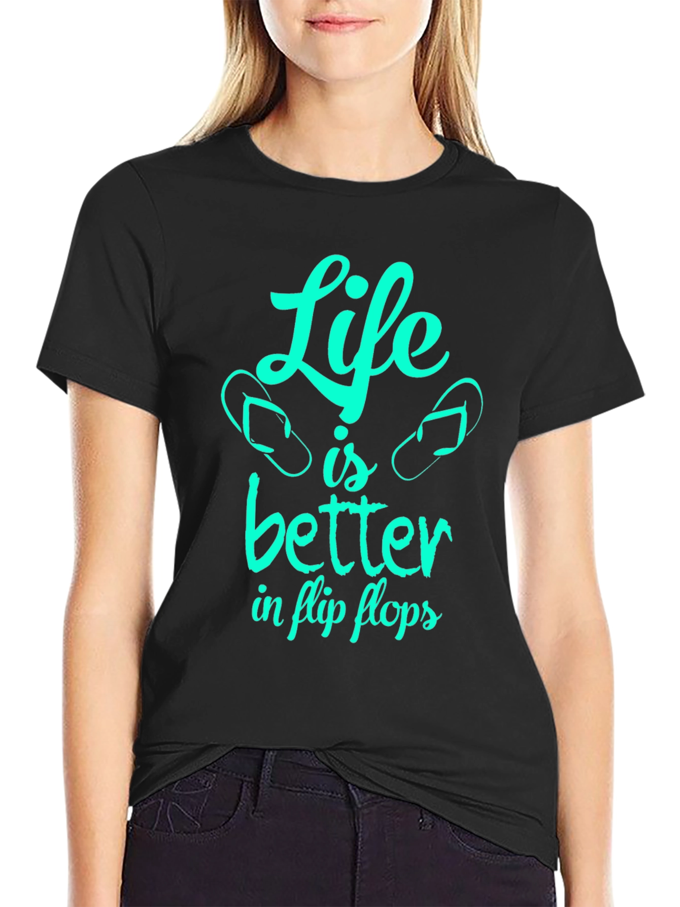 Black Life is Better in Flip Flops - Graphic T-Shirt view 2