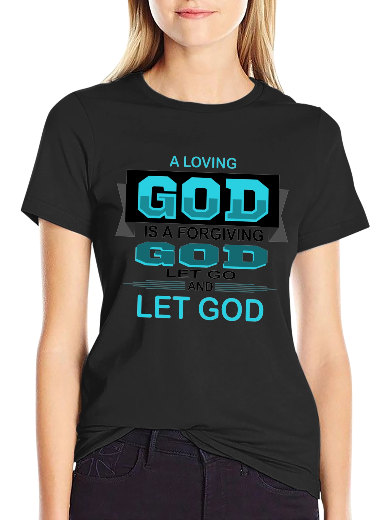 Black A Loving God Graphic T-Shirt view 2
