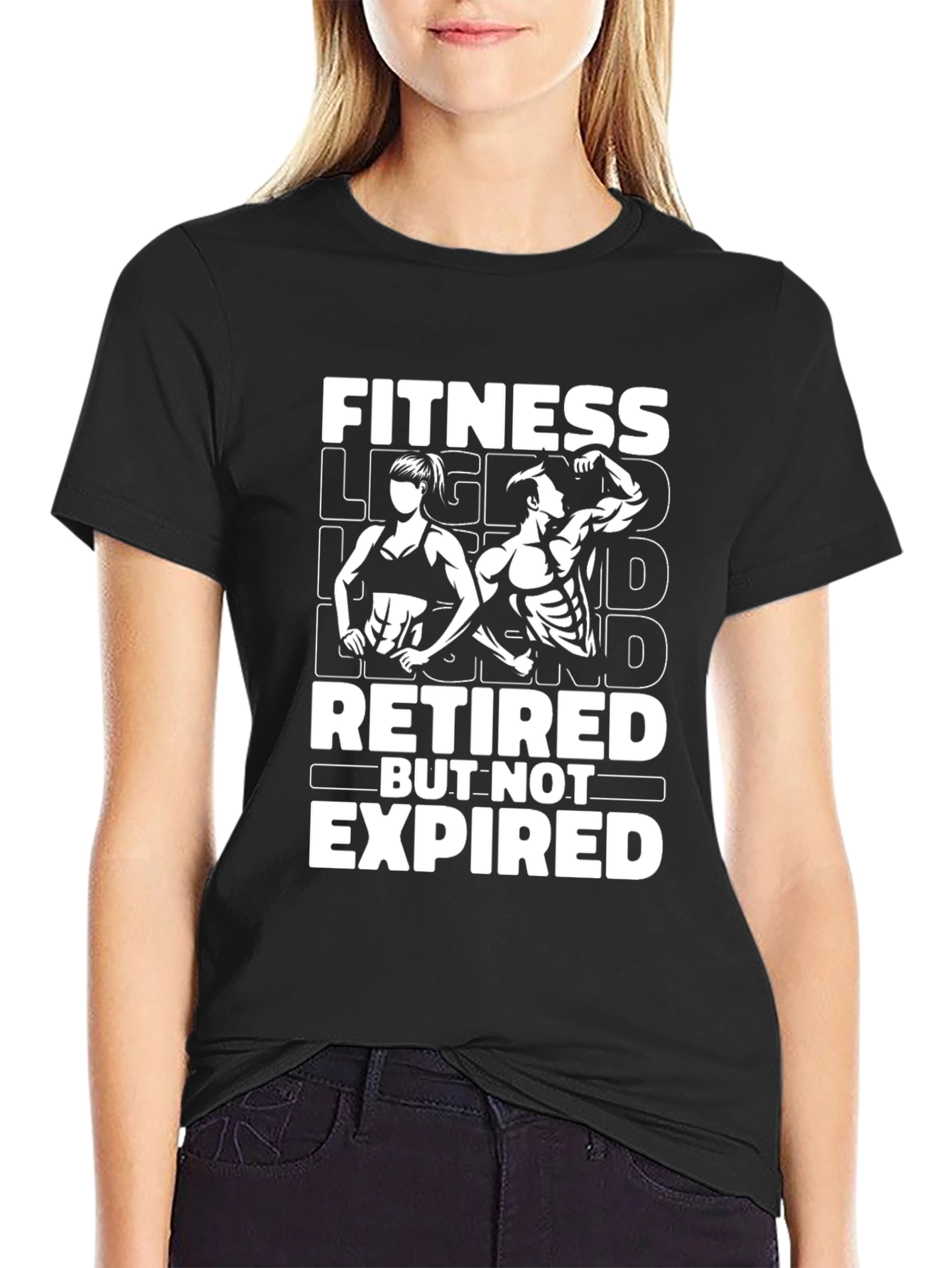 Black Fitness Legend Retired But Not Expired Black T-Shirt view 2