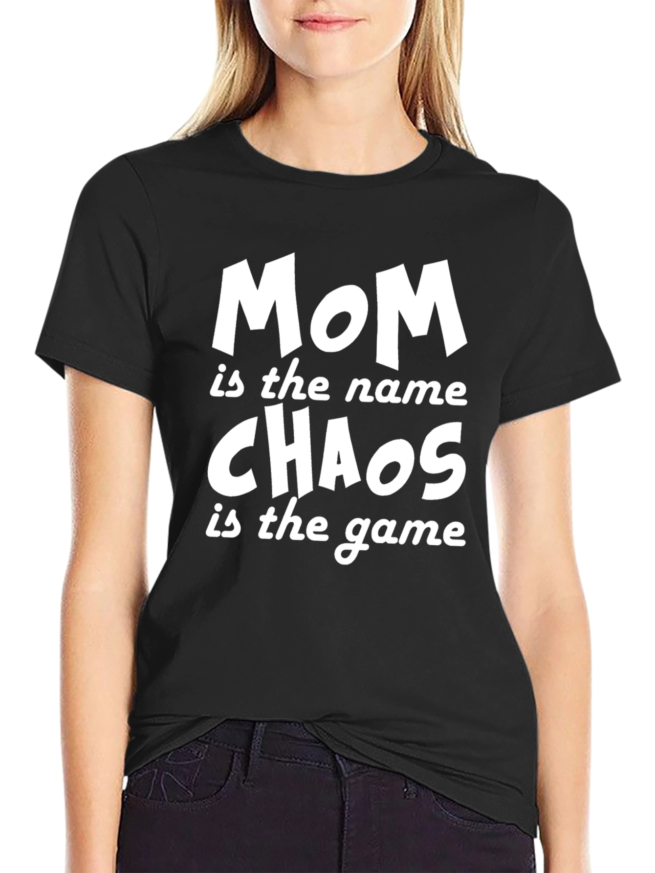Black Mom Chaos T-Shirt - Funny Mother's Day Tee view 2