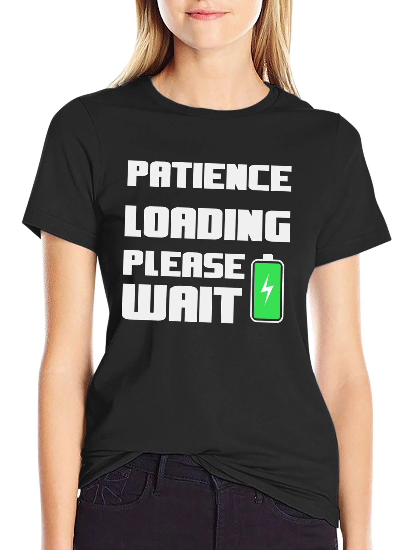 Black Patience Loading Funny Graphic Tee view 2