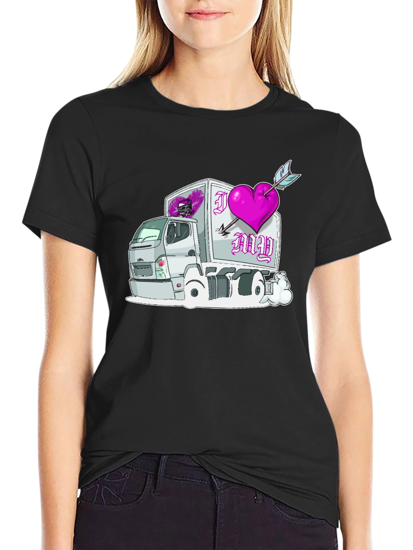 Black I Heart My Truck T-Shirt Black Cotton Graphic Tee view 2