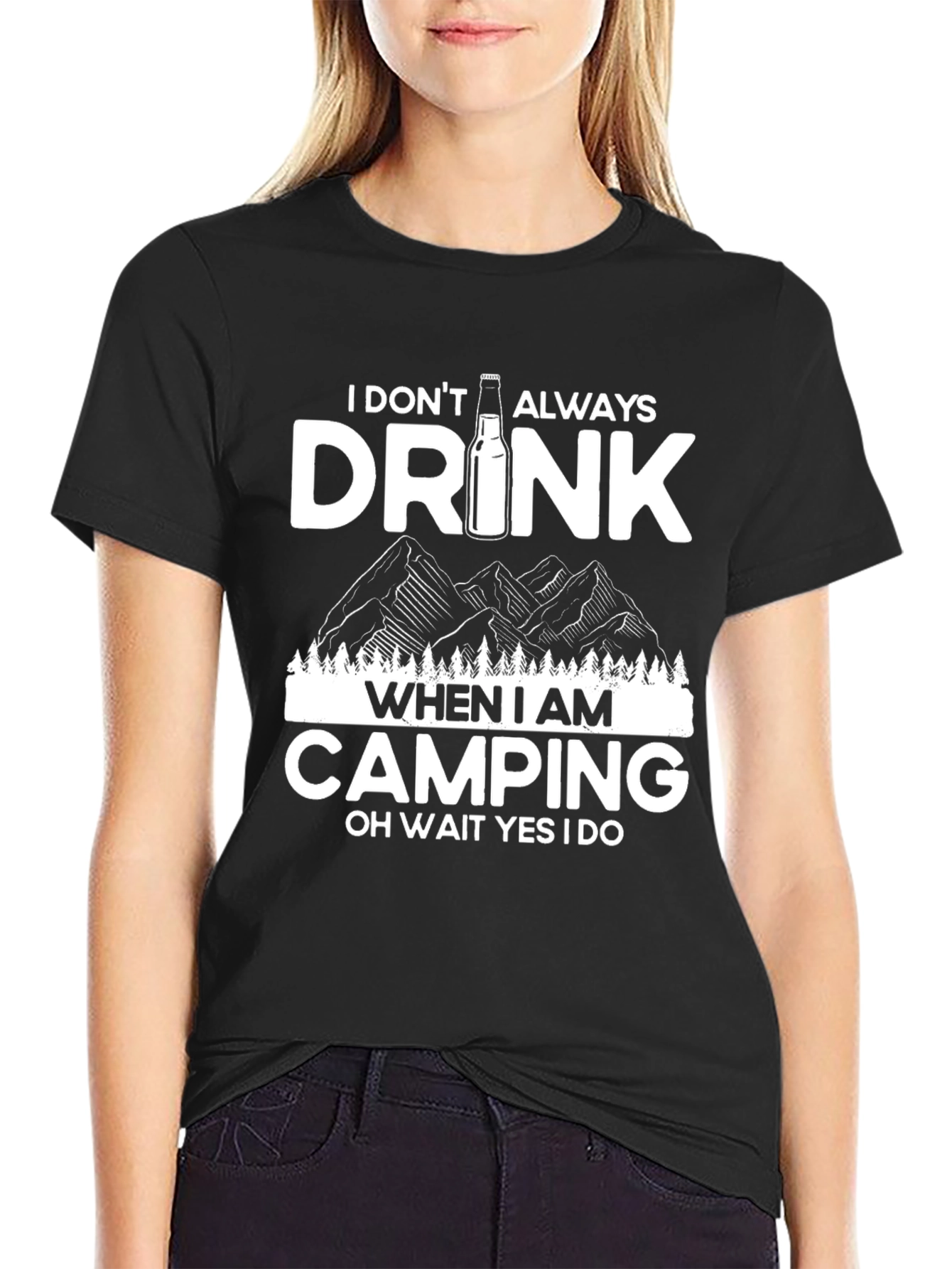 Black Funny Camping T-Shirt - I Drink When Camping view 2