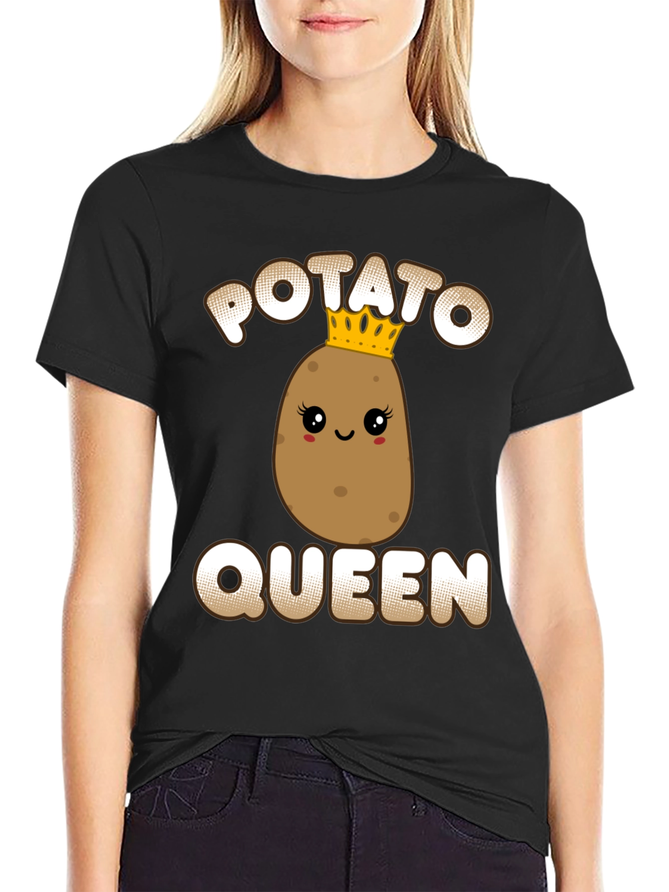 Black Potato Queen Graphic Tee - Funny T-Shirt view 2