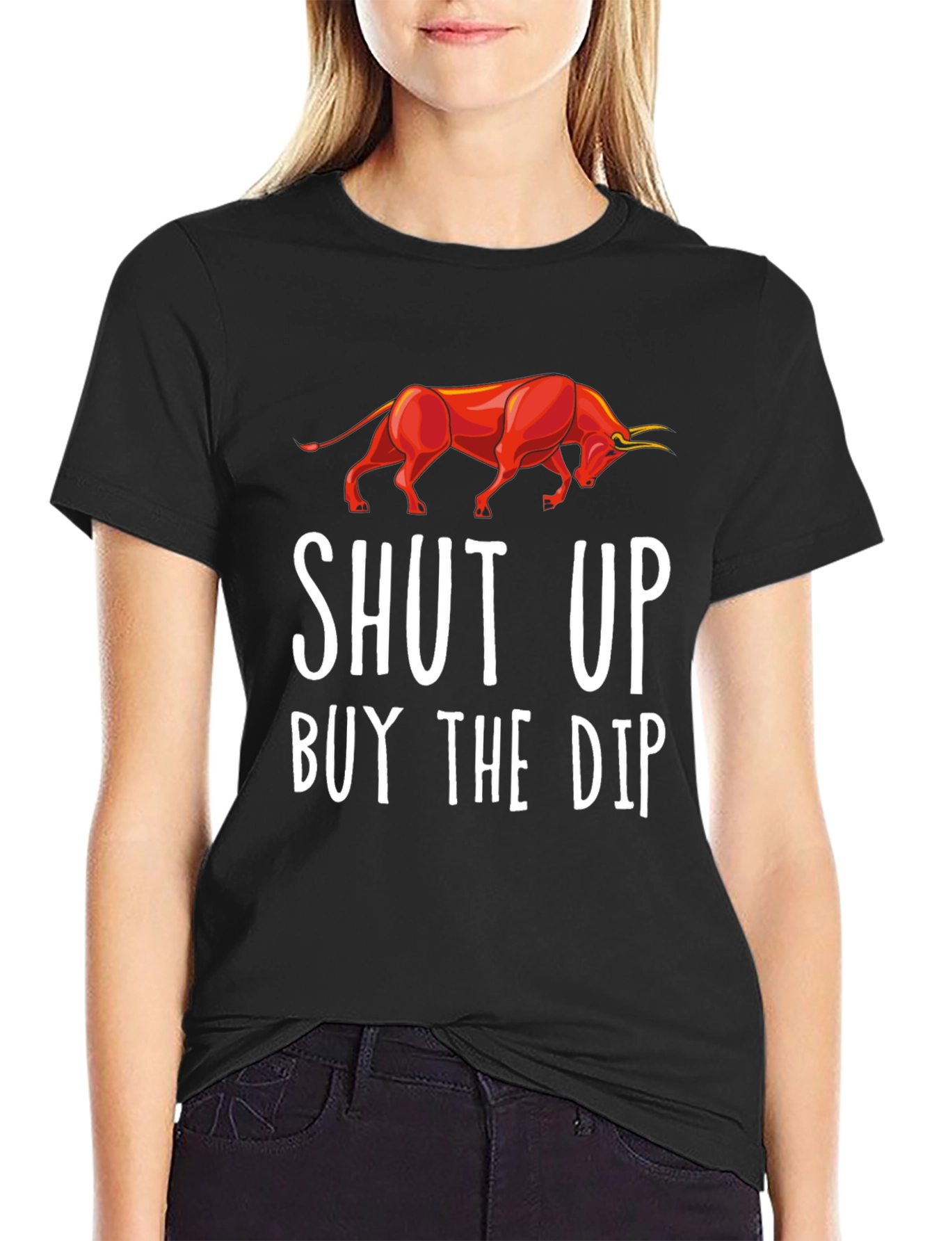 Black Shut Up Buy The Dip Graphic Tee view 2