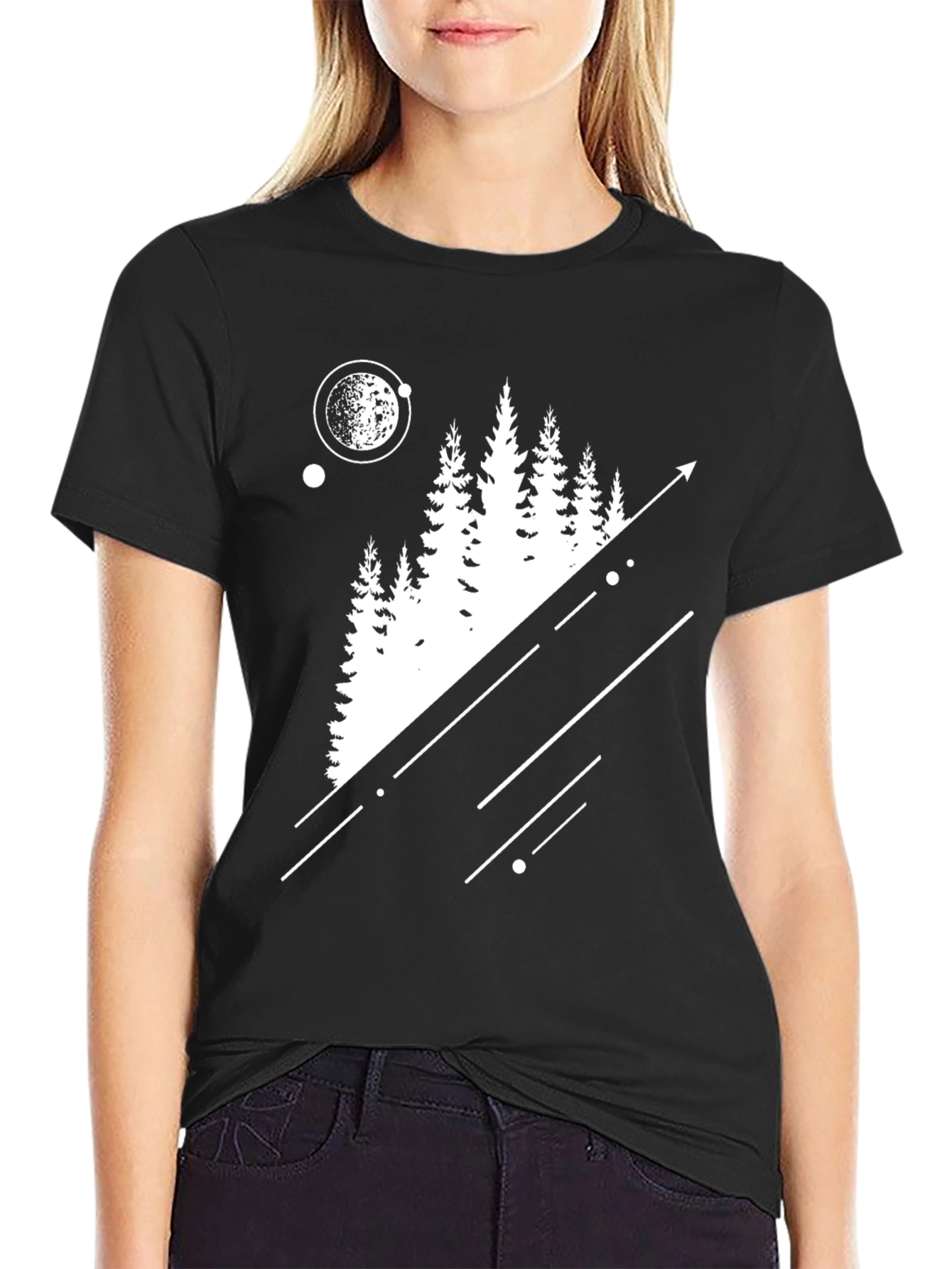 Black Modern Forest Tee - Graphic Print Black T-Shirt view 2