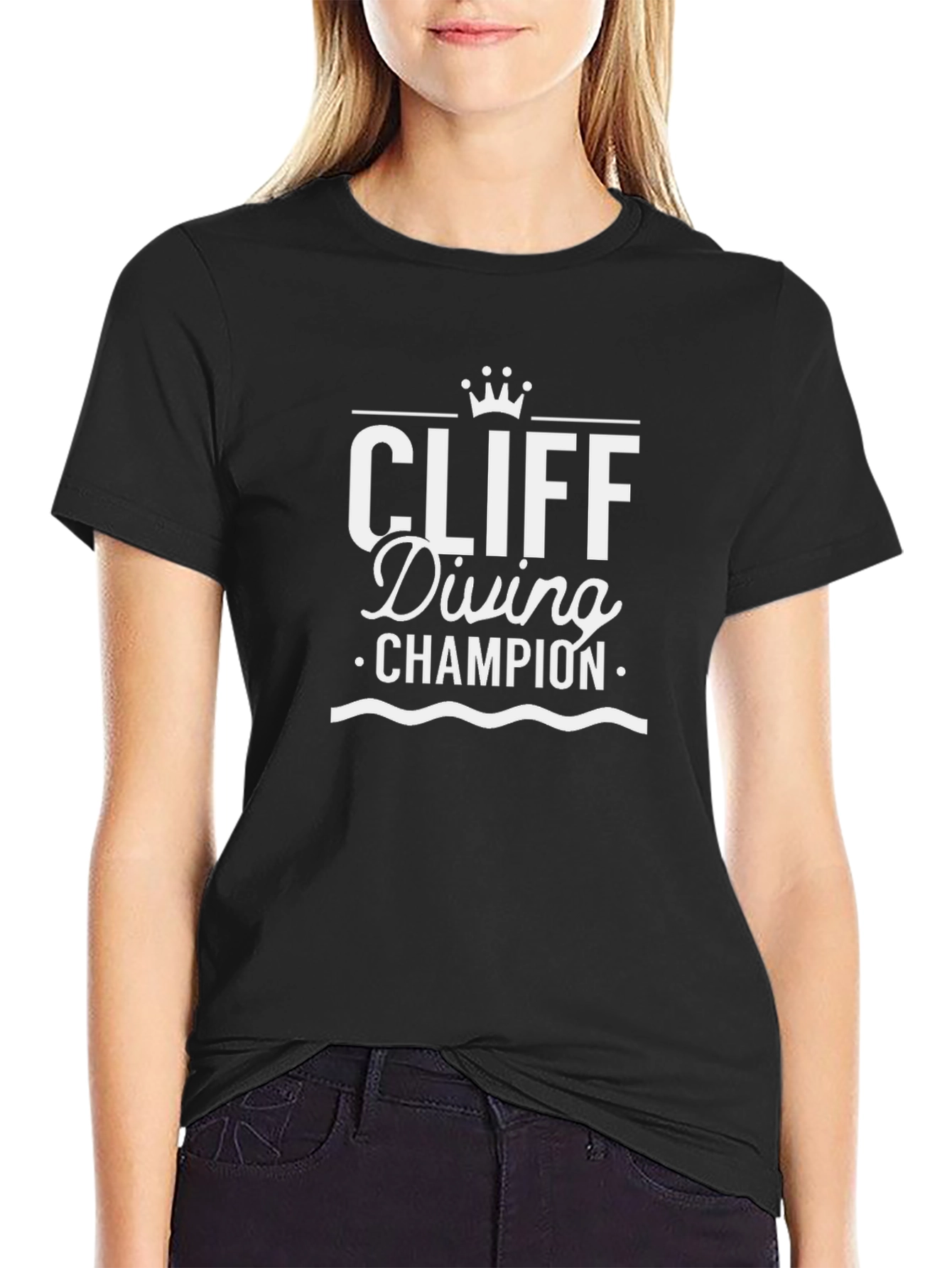 Black Cliff Diving Champion Black T-Shirt view 2