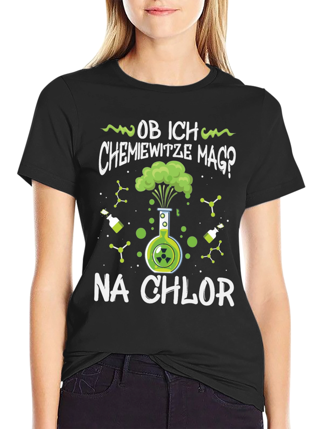 Black Chemistry Joke T-Shirt - 'Na Chlor' Fun Tee view 2