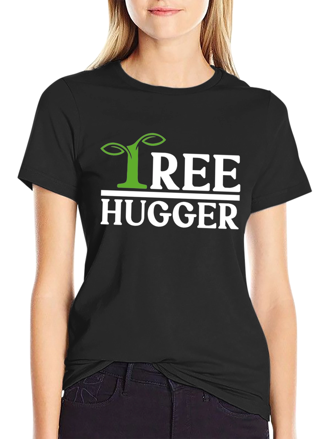 Black Tree Hugger Graphic Tee - Eco-Friendly Design view 2