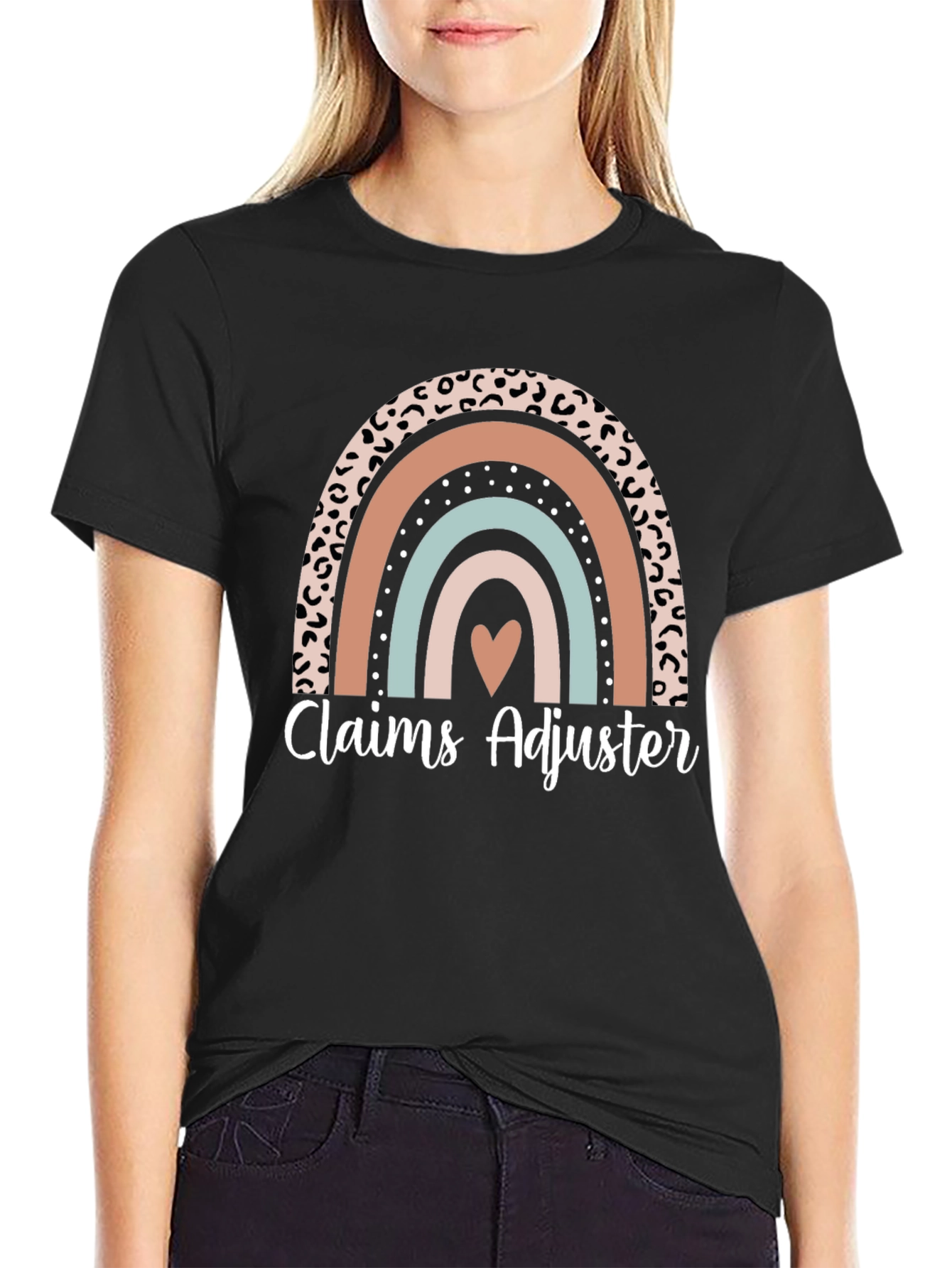 Black Claims Adjuster Rainbow Graphic Tee view 2