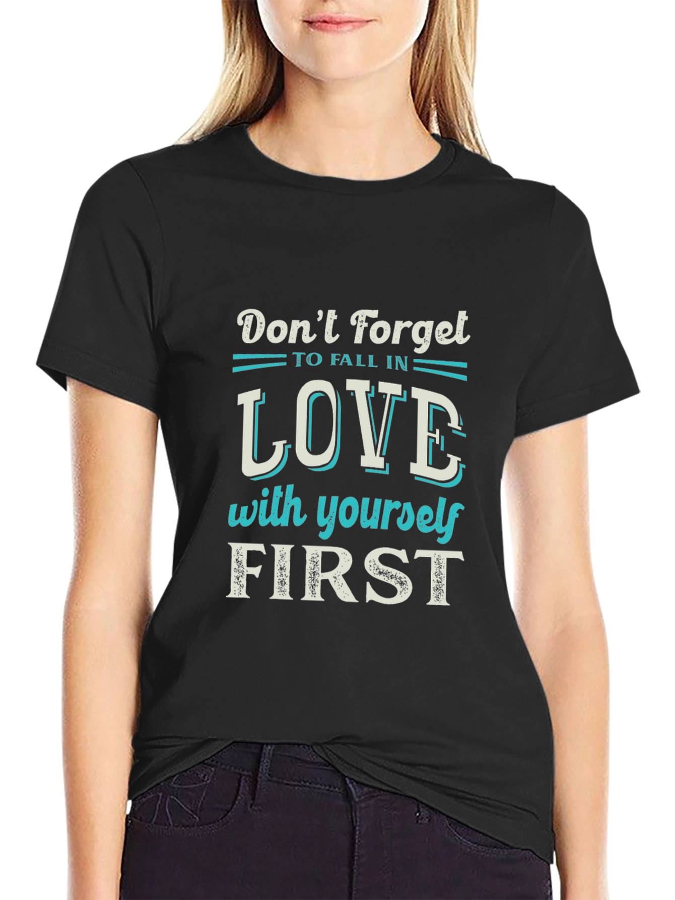 Black Love Yourself First Graphic Tee - Black view 2