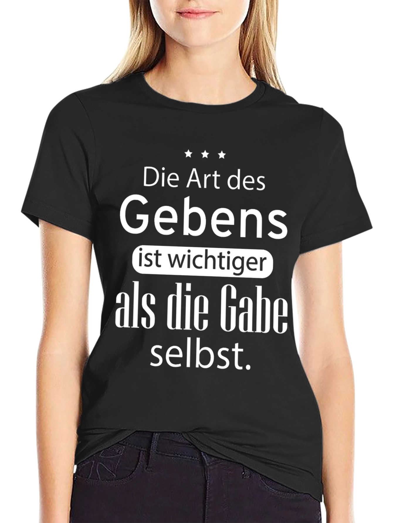 Black Giving is More Important T-Shirt - German Saying view 2