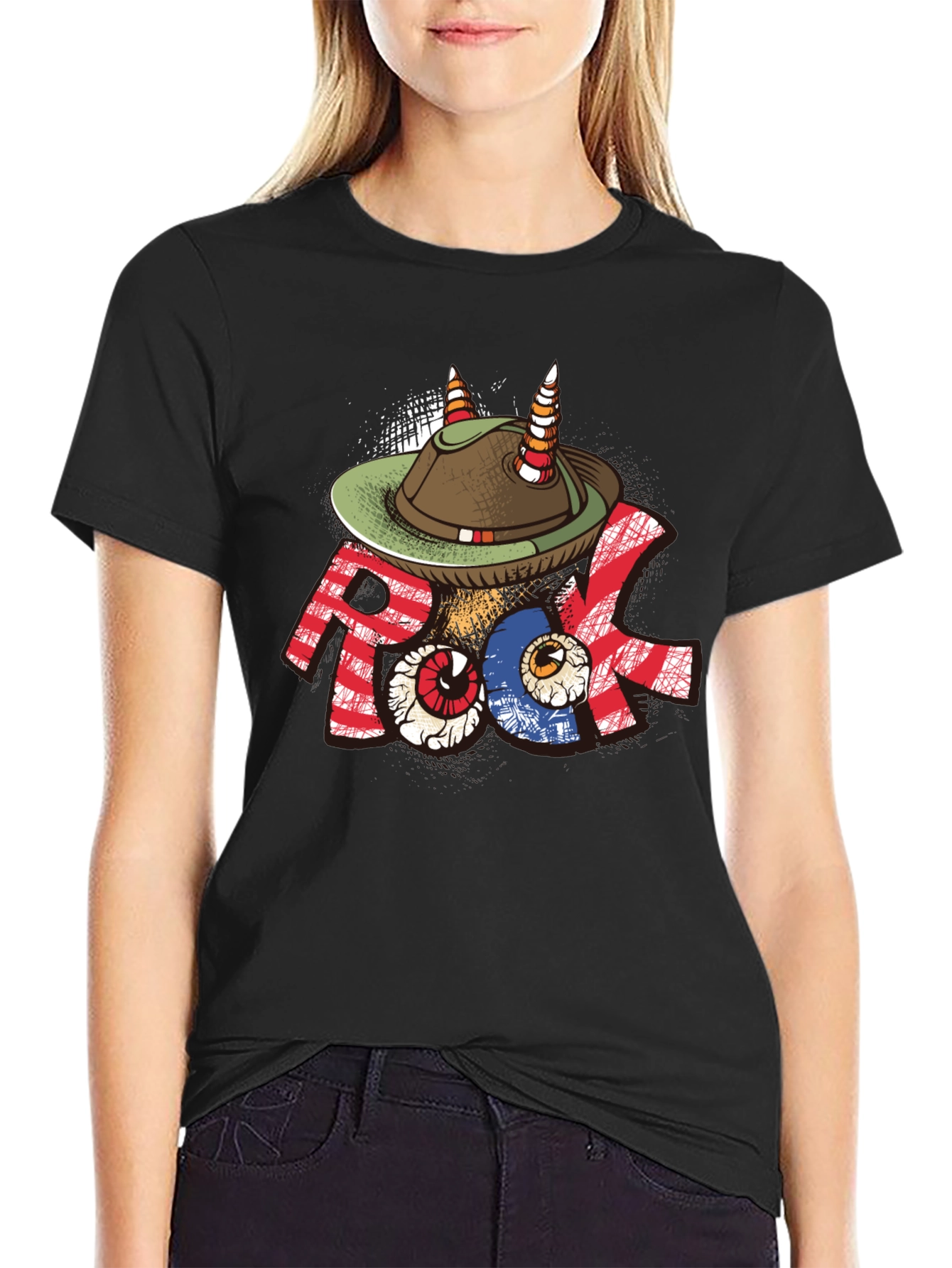 Black Rock Music Hat T-Shirt view 2