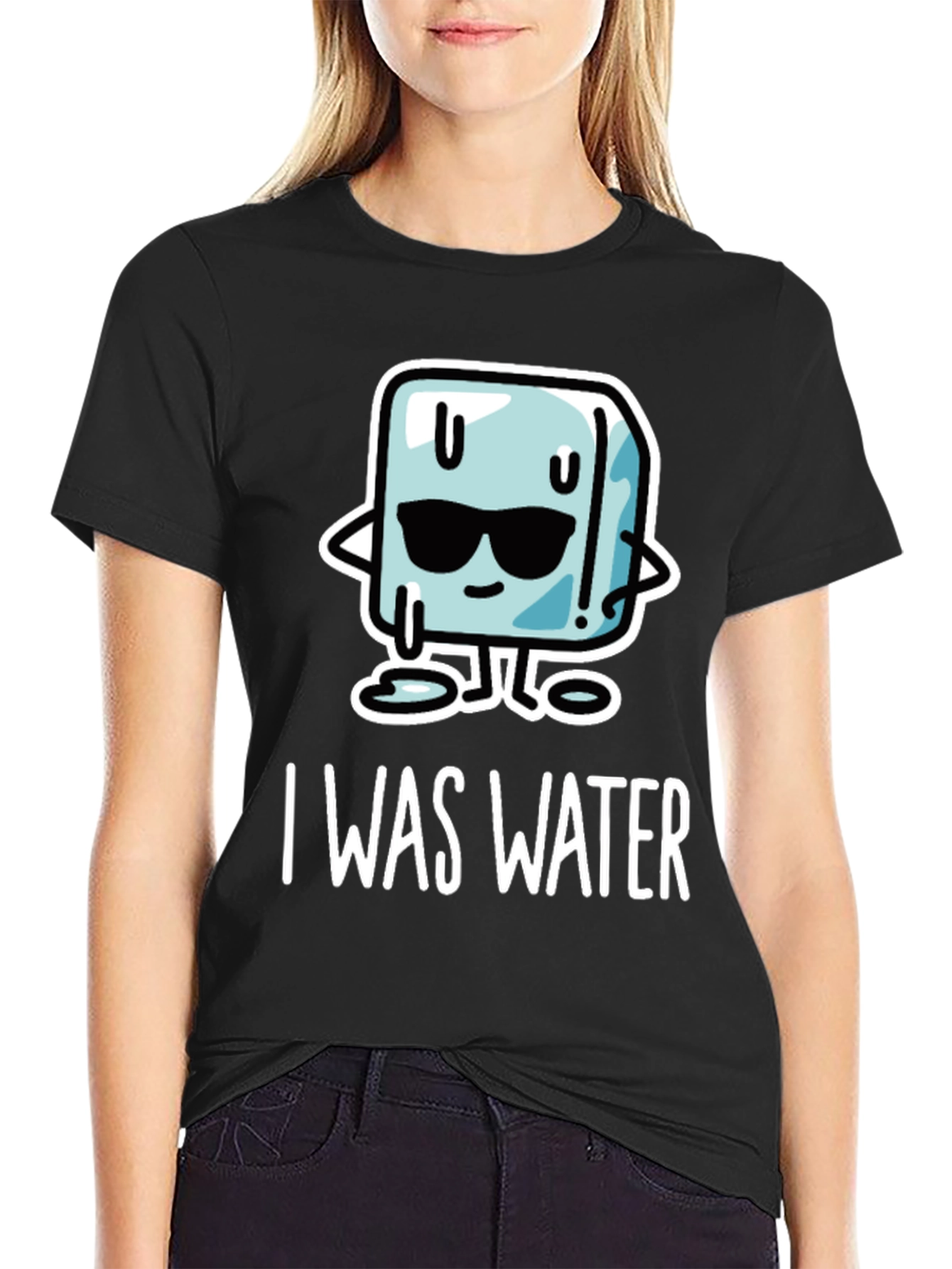 Black Cool Ice Cube T-Shirt - I Was Water Graphic Tee view 2
