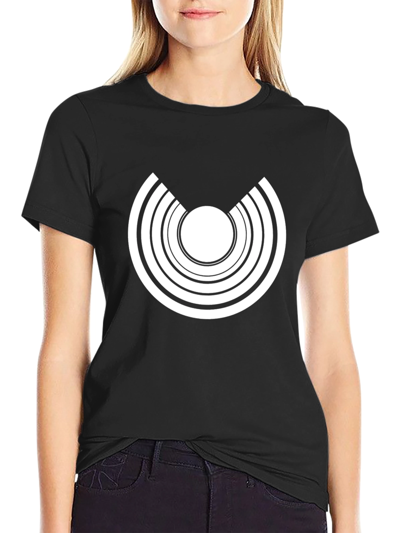 Black Abstract Graphic Black Tee view 2