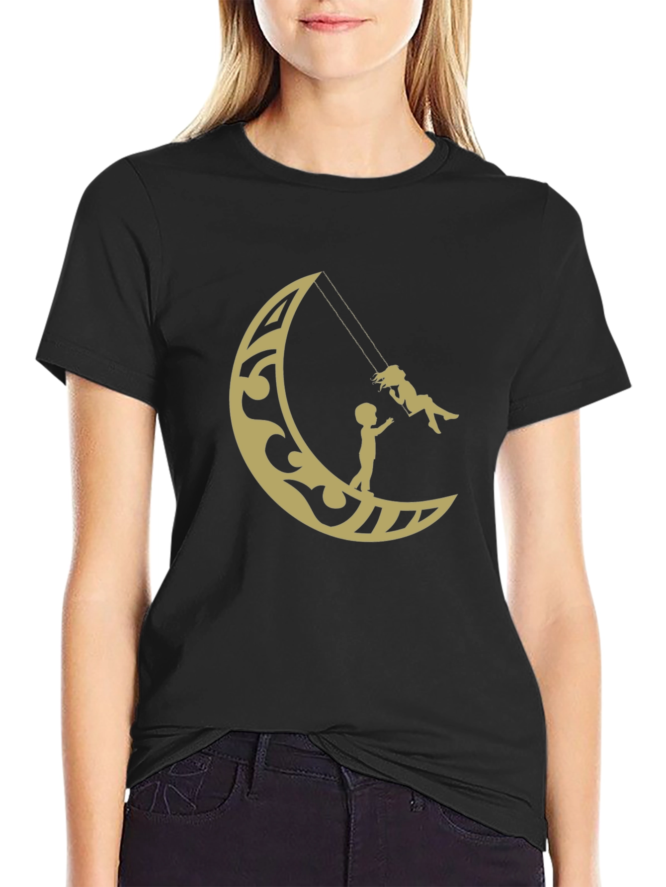 Black Moon Swing Graphic Tee - Stylish Cotton T-Shirt view 2