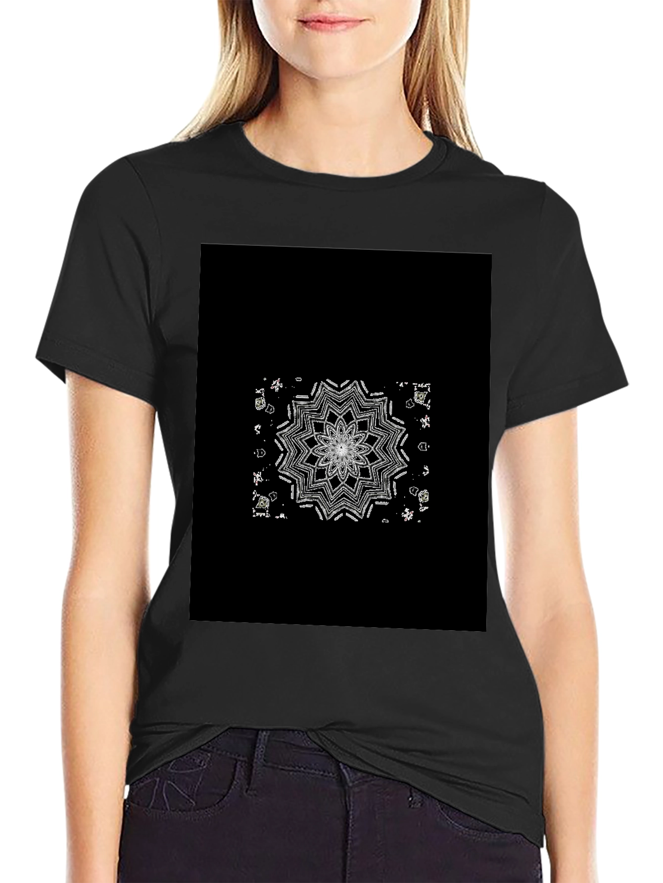 Black Mandala Graphic Tee - Black Cotton Blend view 2