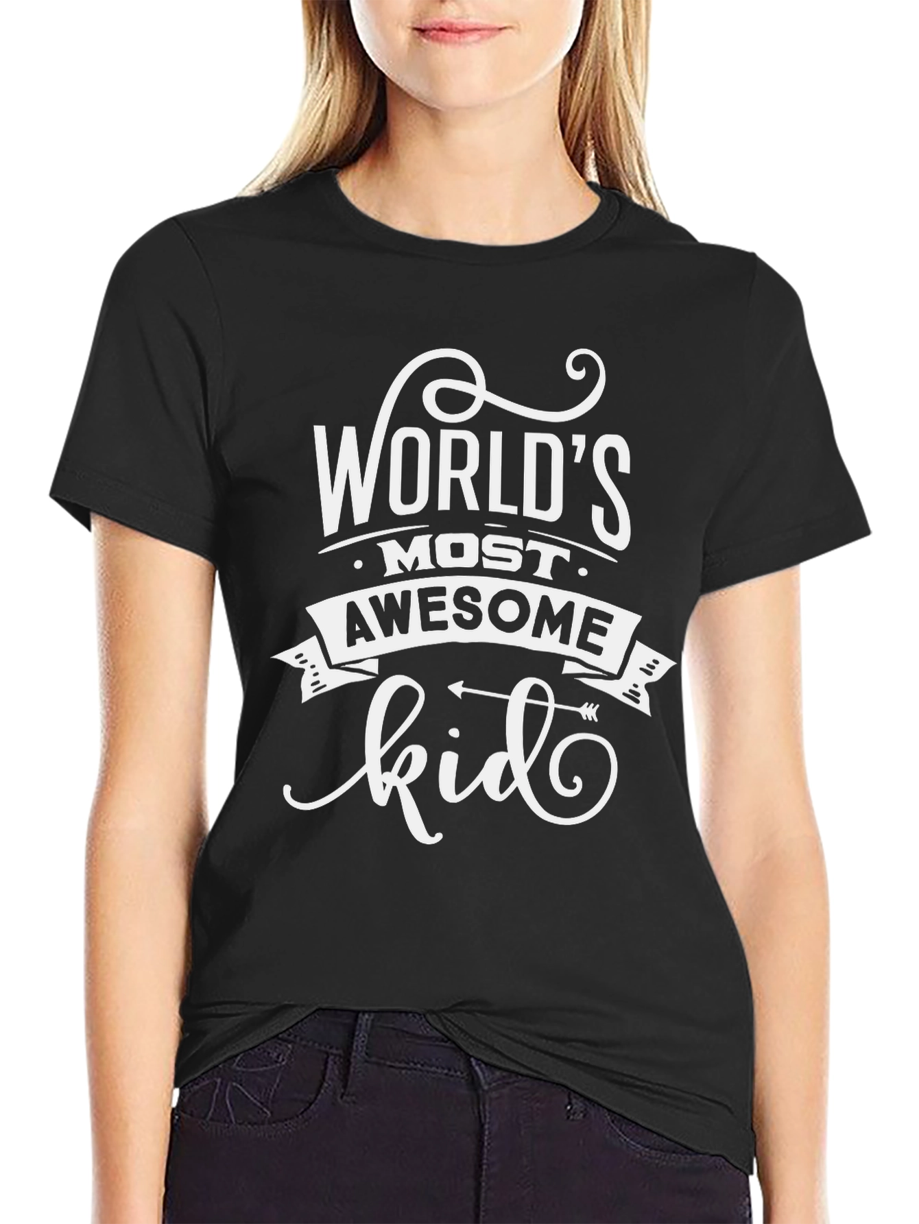 Black World's Most Awesome Kid Graphic T-Shirt view 2