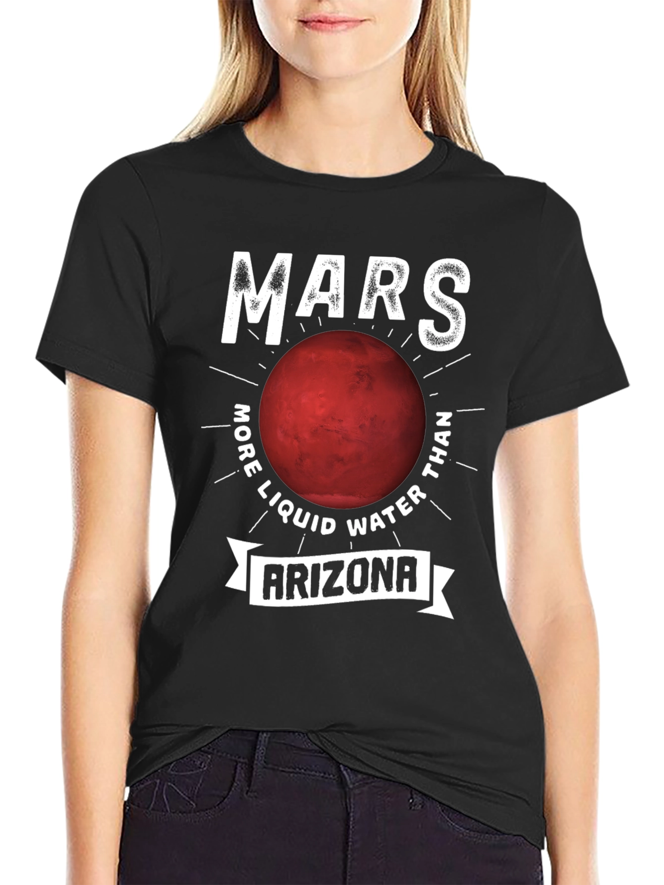 Black Mars Arizona Graphic T-Shirt - Funny Space Tee view 2