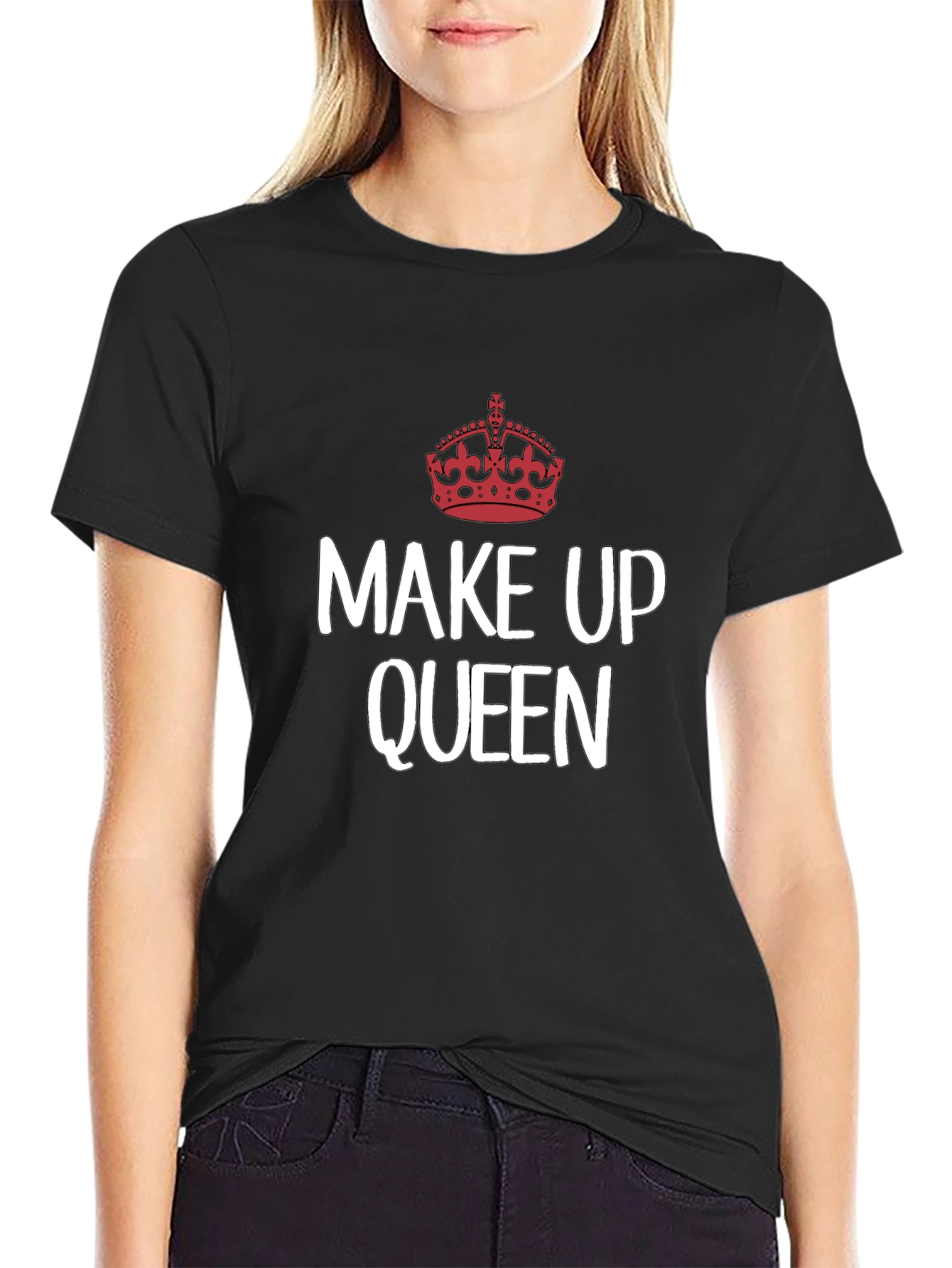 Black Make Up Queen T-Shirt - Crown Graphic Tee view 2