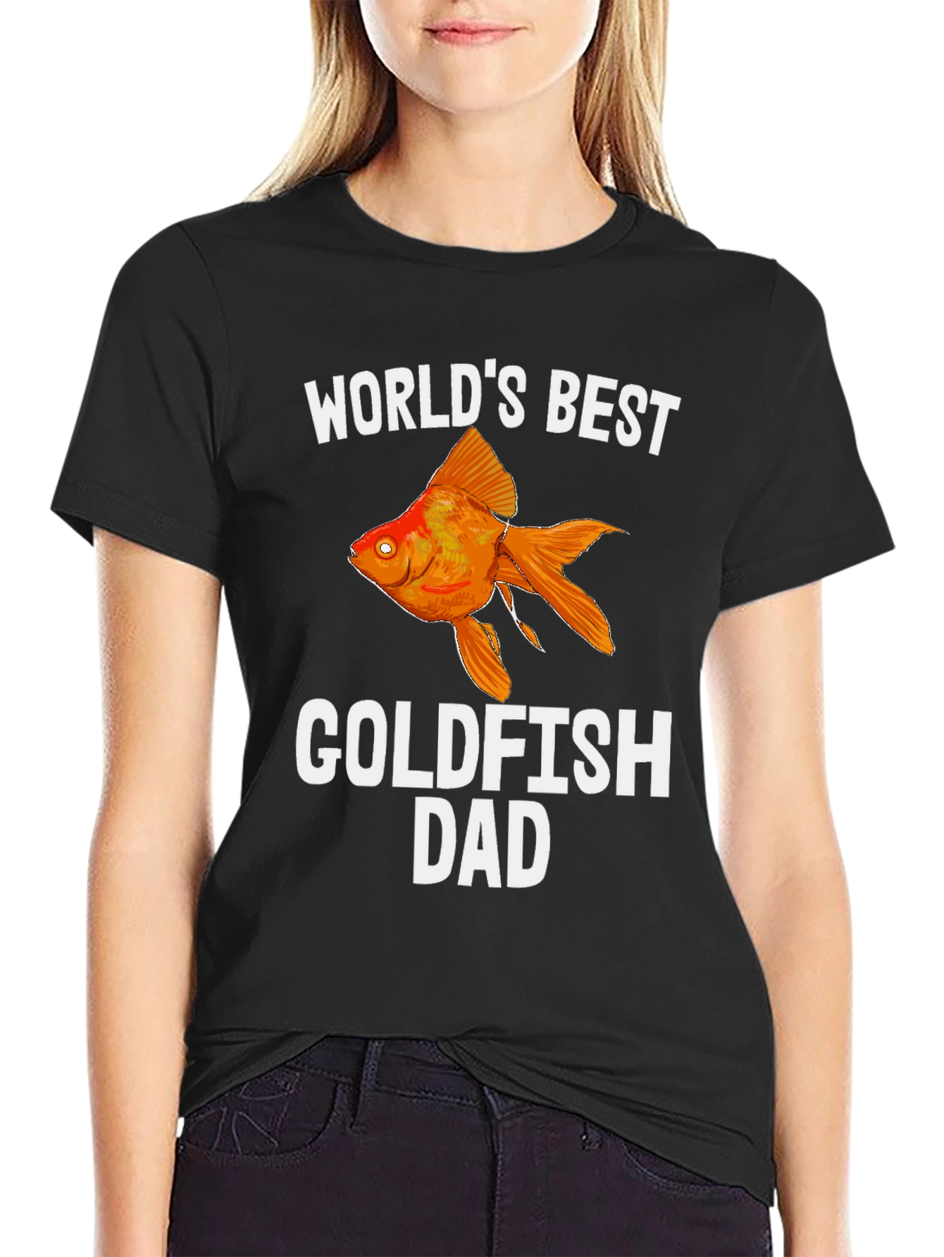 Black World's Best Goldfish Dad T-Shirt view 2