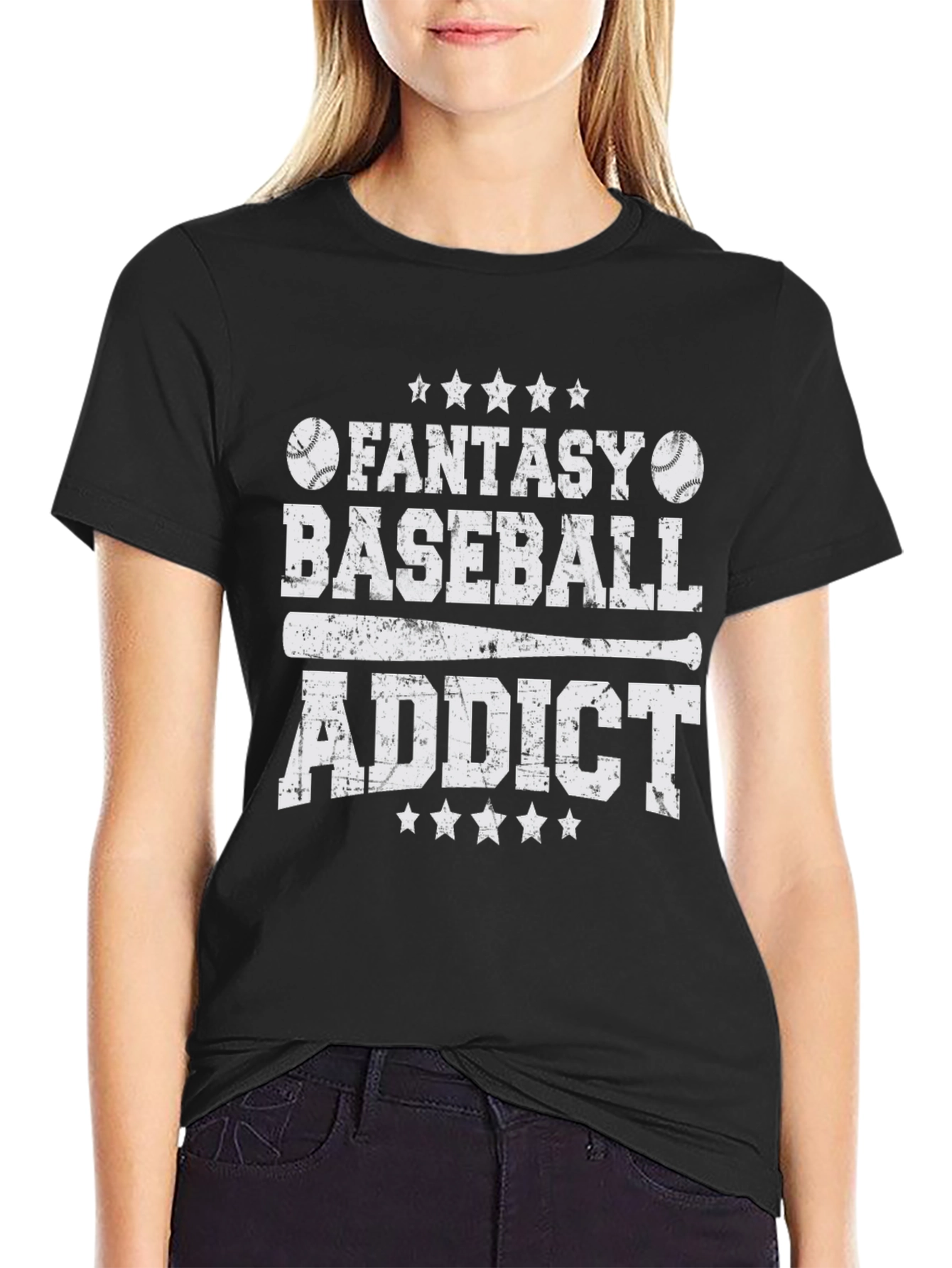 Black Fantasy Baseball Addict Graphic Tee view 2