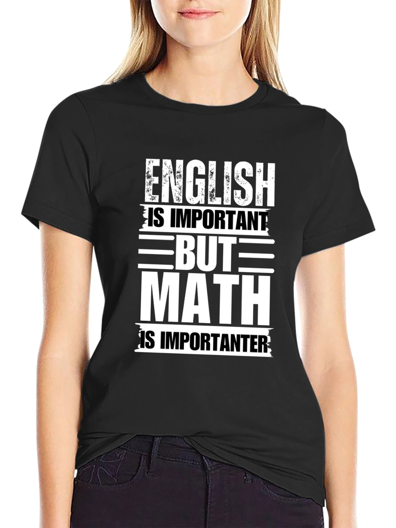 Black English vs Math Graphic Tee - Black view 2